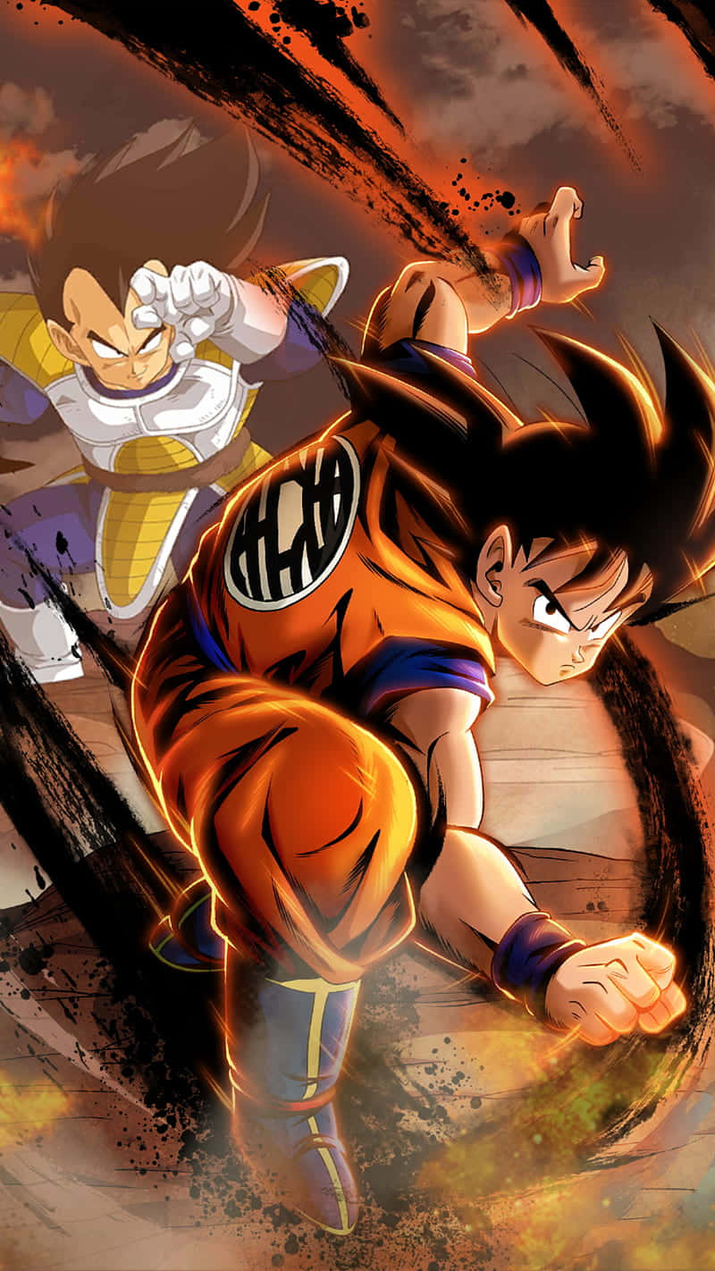 Download Show off your love for anime with this amazing Goku and Vegeta iPhone wallpaper Wallpaper