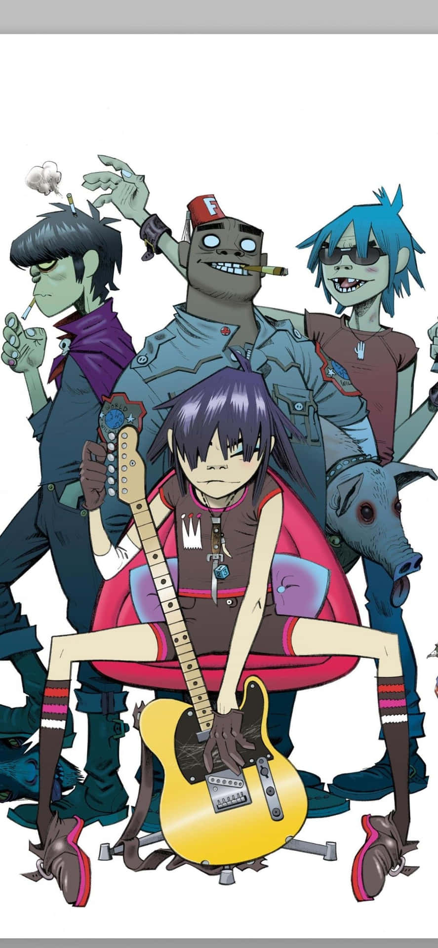 Download Gorillaz iPhone Band Members Noodle At The Center Wallpaper