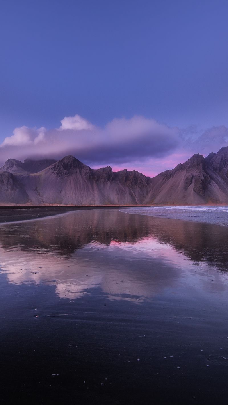 Download Wallpaper 800x1420 Mountain, Clouds, Coast, Iceland Iphone Se 5s 5c 5 For Parallax HD Background