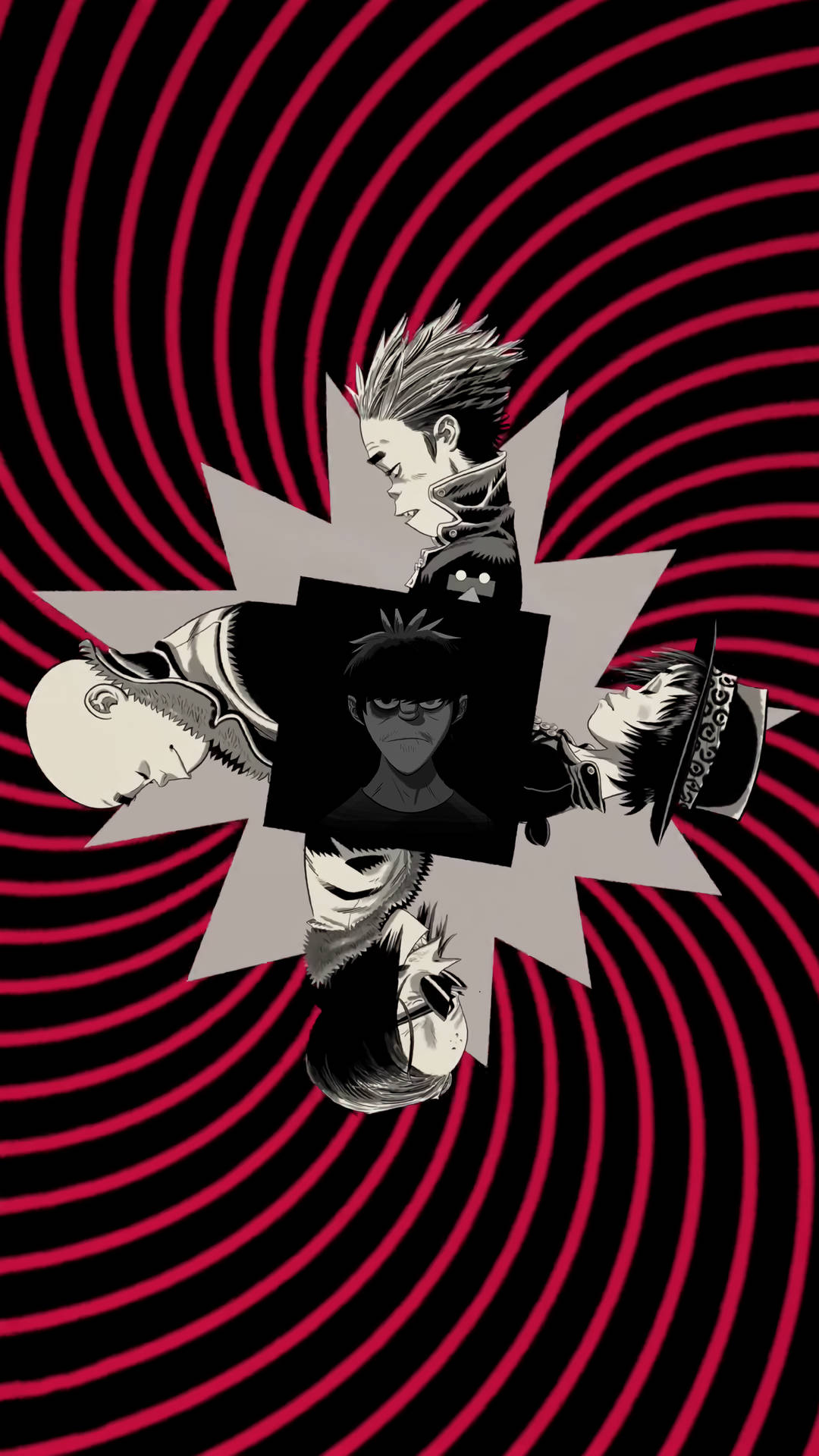 Download Stay fresh with the classic red and black stylings of Gorillaz Wallpaper