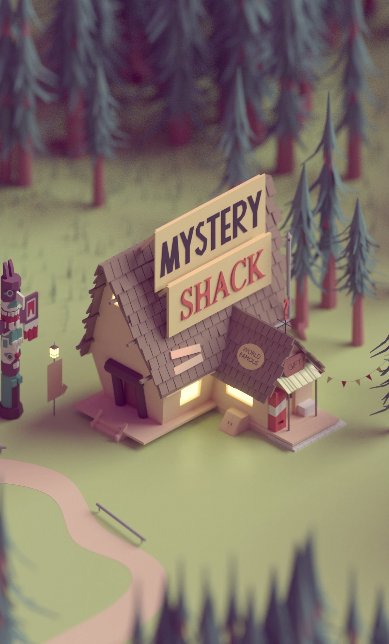 Download wallpaper 1280x2120 house, forest, tv show, gravity falls, iphone 6 plus, 1280x2120 HD background, 19354
