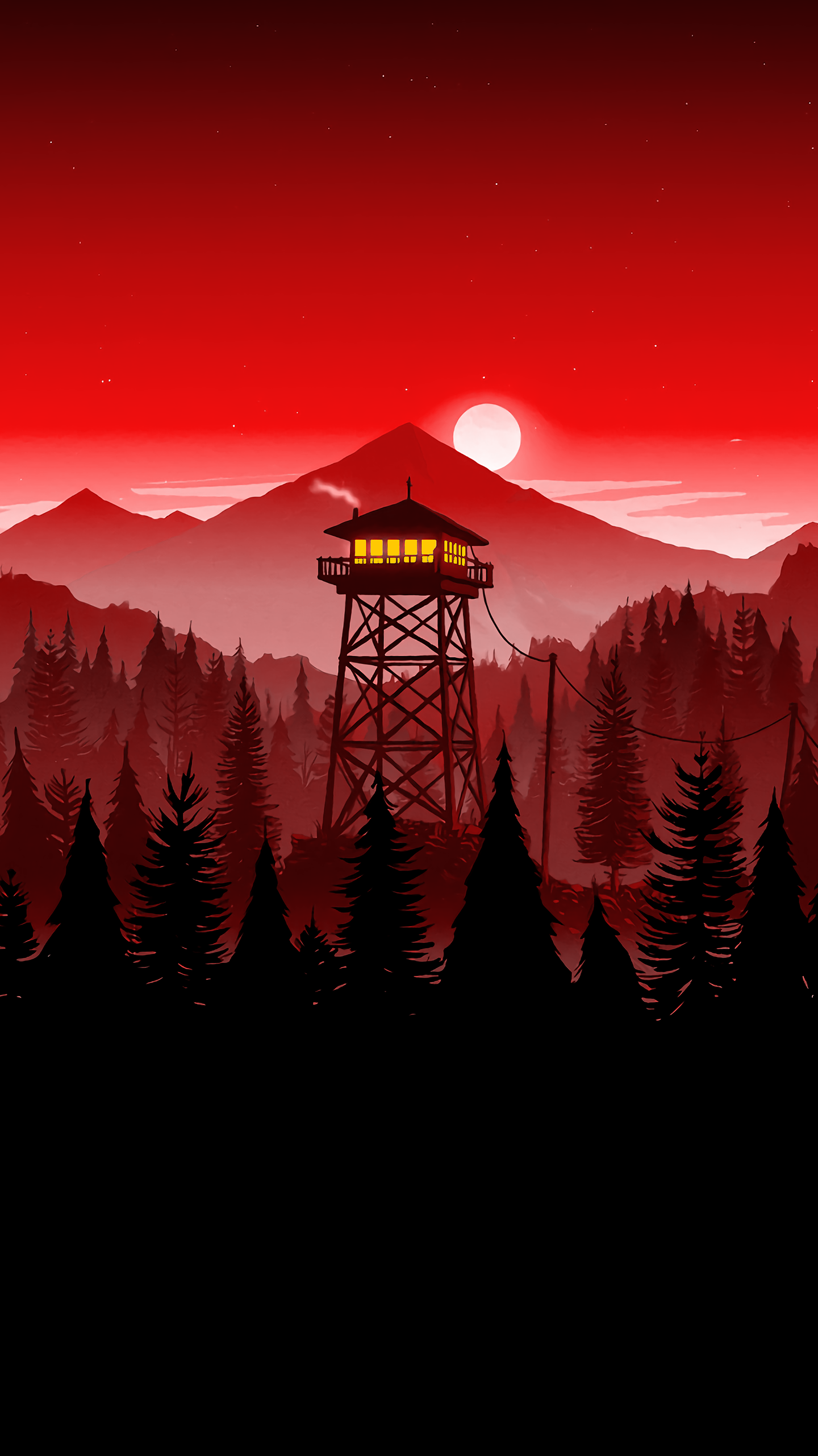 OLED Iphone X Wallpaper Firewatch Red 2
