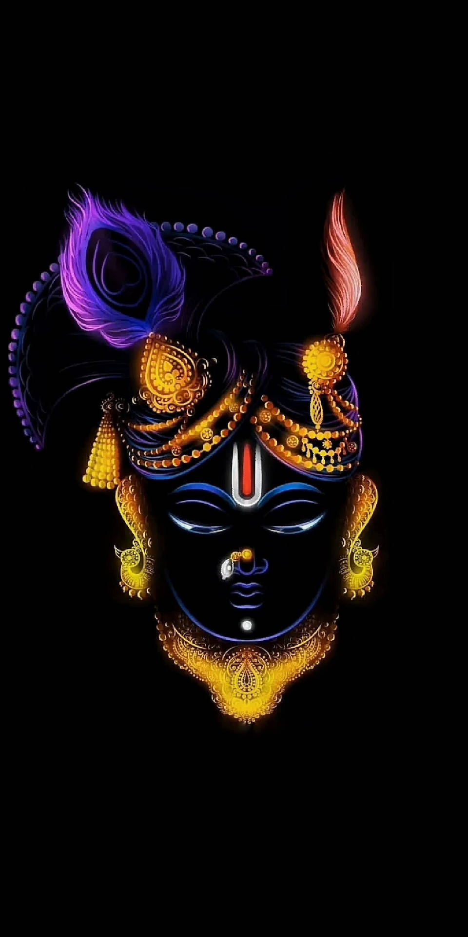 Download Krishna iPhone Golden Accessories Wallpaper