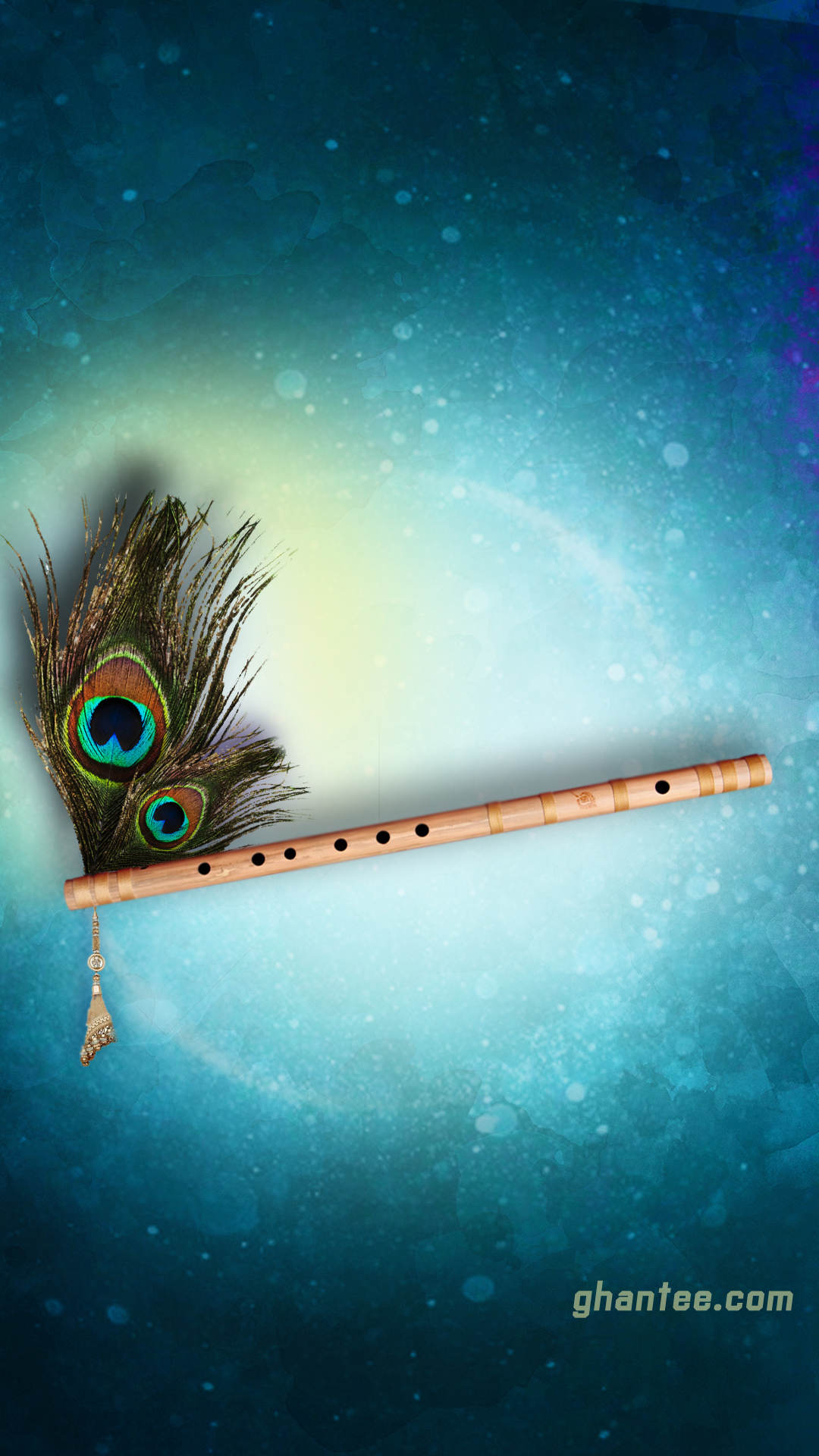 Lord Krishna Peacock Feather with Flute HD Wallpaper Classic Krishna Wallpaper Digital Download