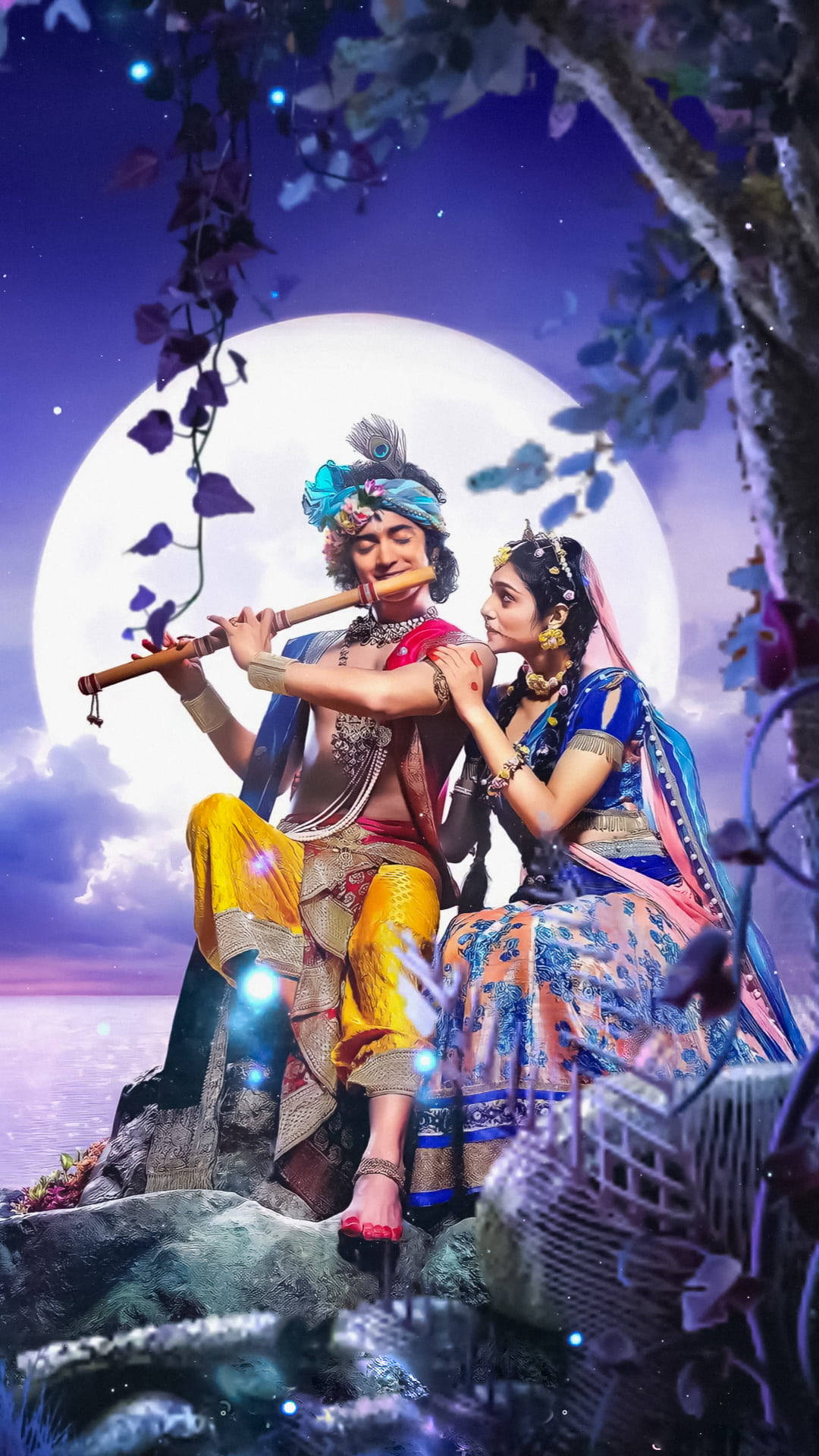 Download Krishna iPhone Sweet Full Moon Wallpaper