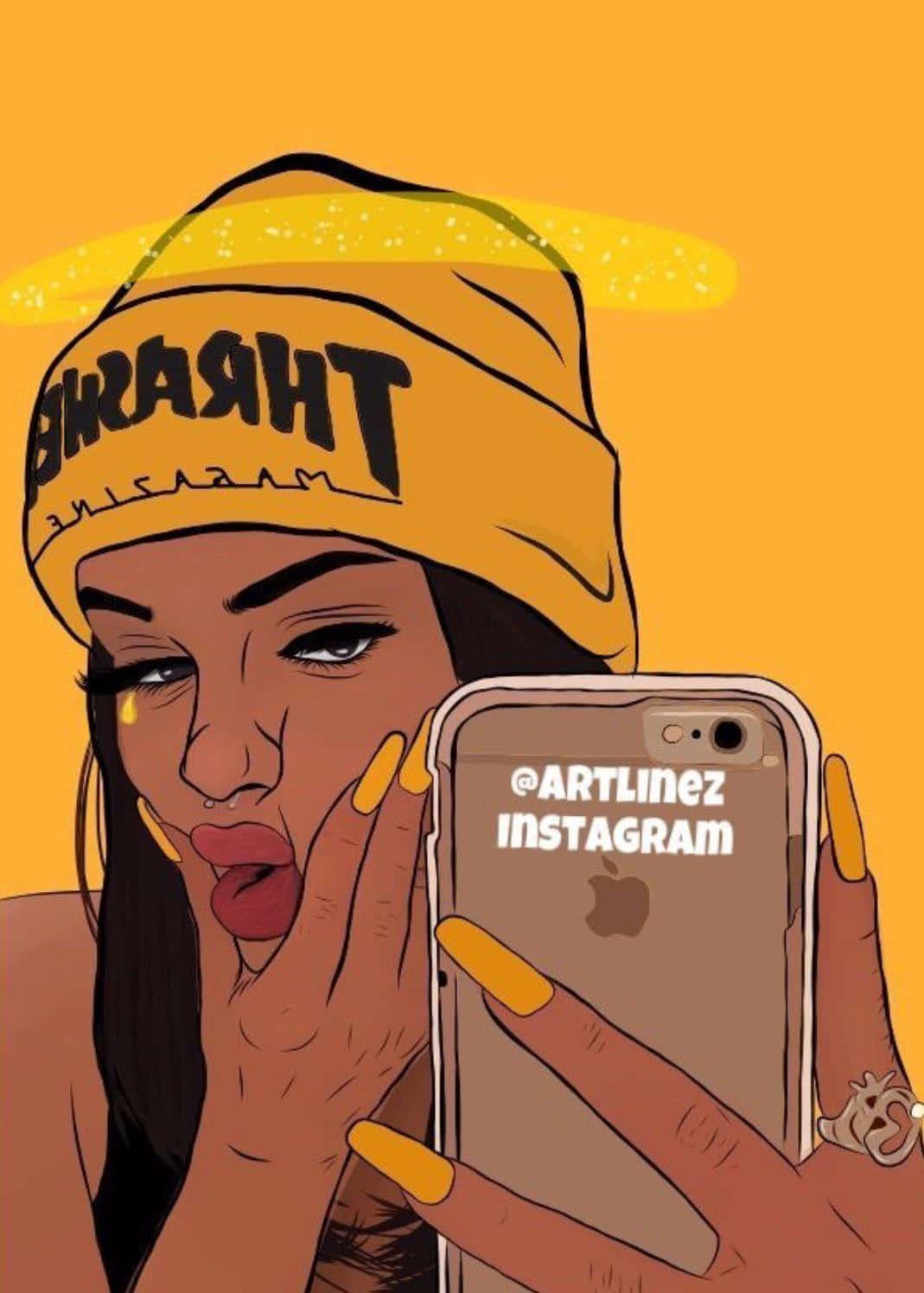 Download Insta Baddie Holding iPhone Wallpaper