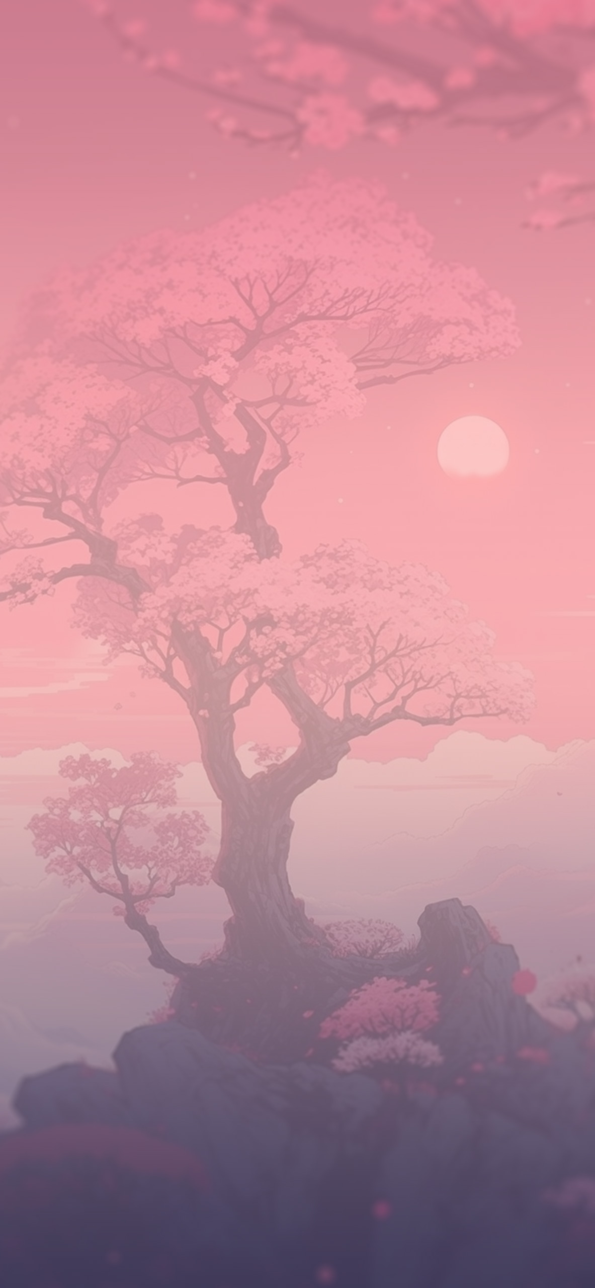 Sakura & Clouds Pink Anime Wallpaper Wallpaper Phone
