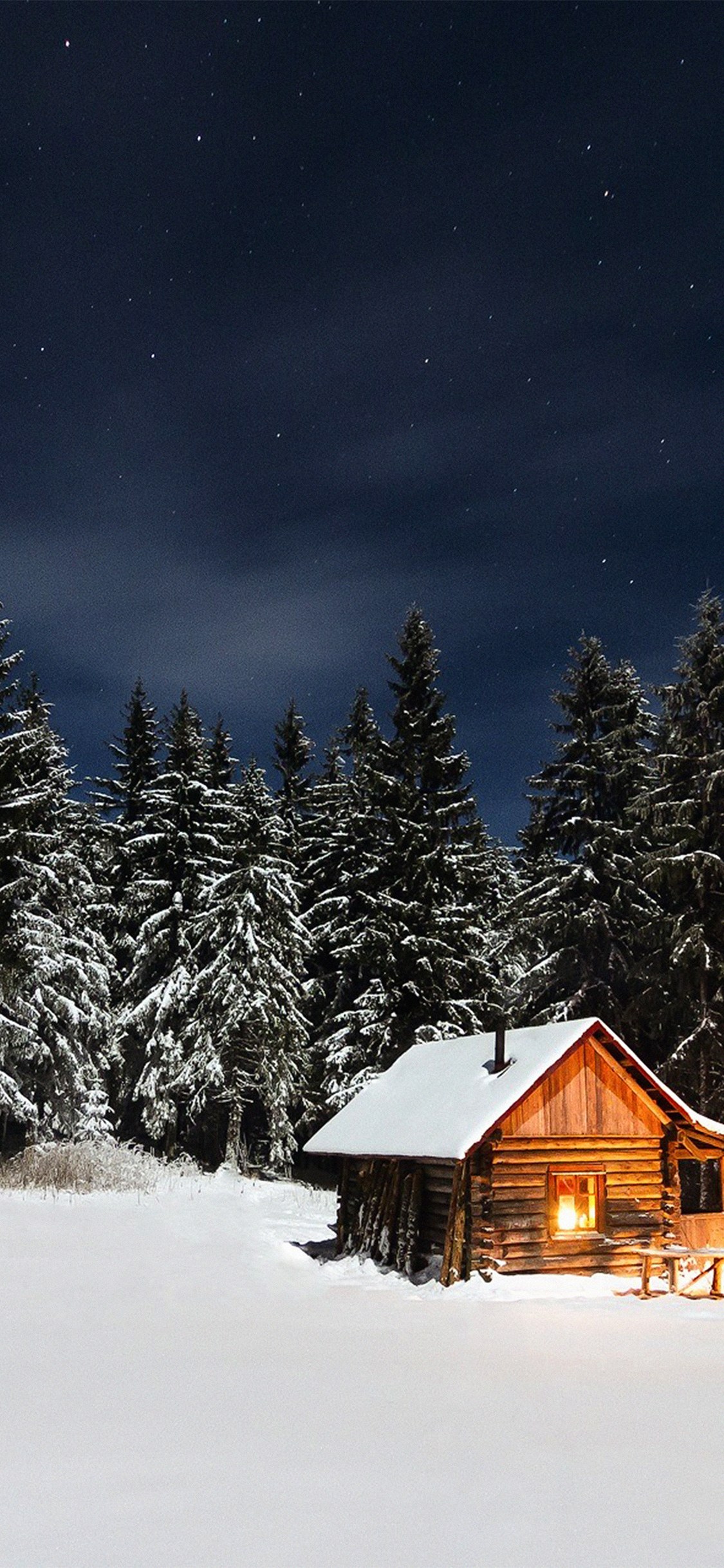 Winter House Night Sky Christmas Wallpaper