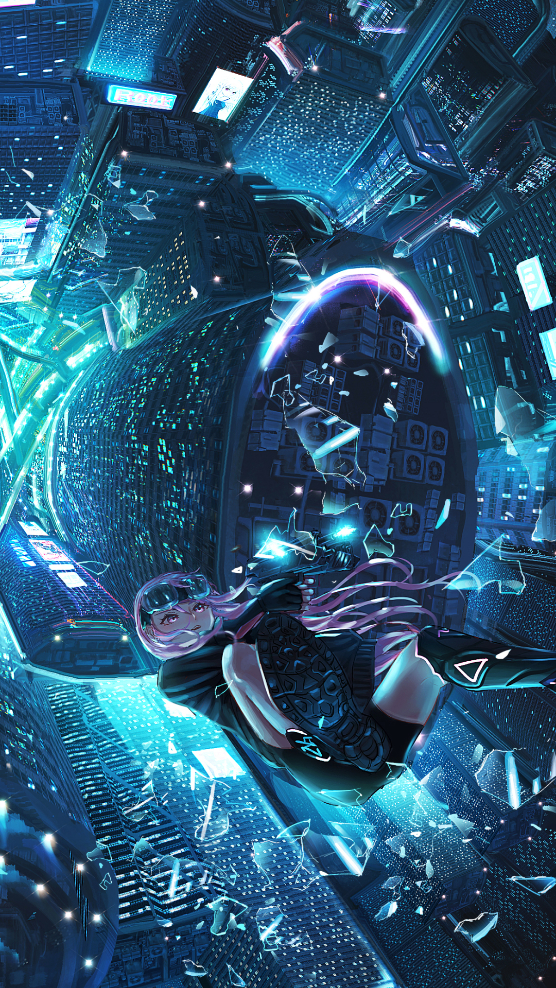 Mobile wallpaper: Anime, Night, Original, Falling, Pink Hair, 1430192 download the picture for free