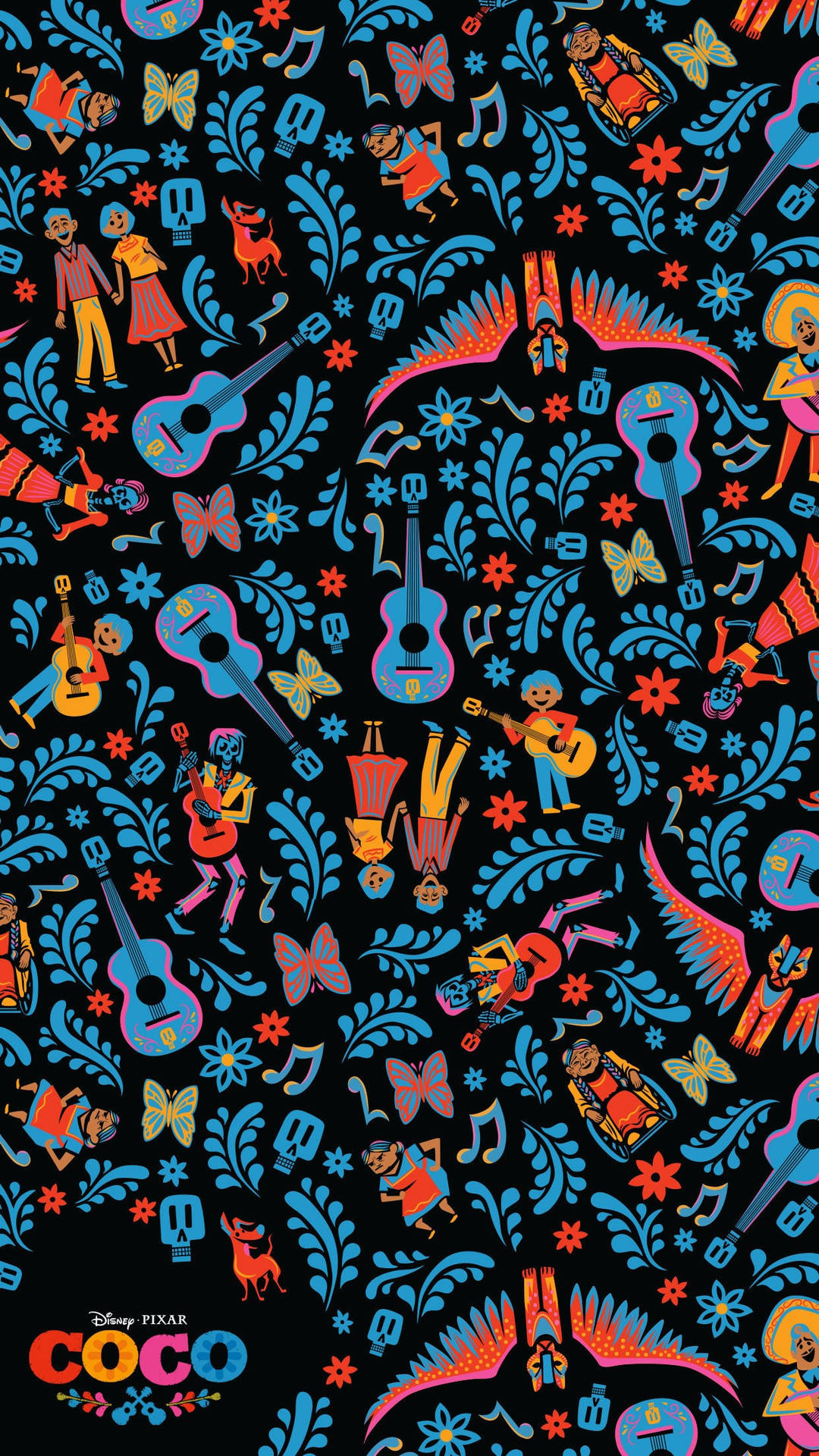 Download Disney Pixar Coco Pattern Mobile Wallpaper