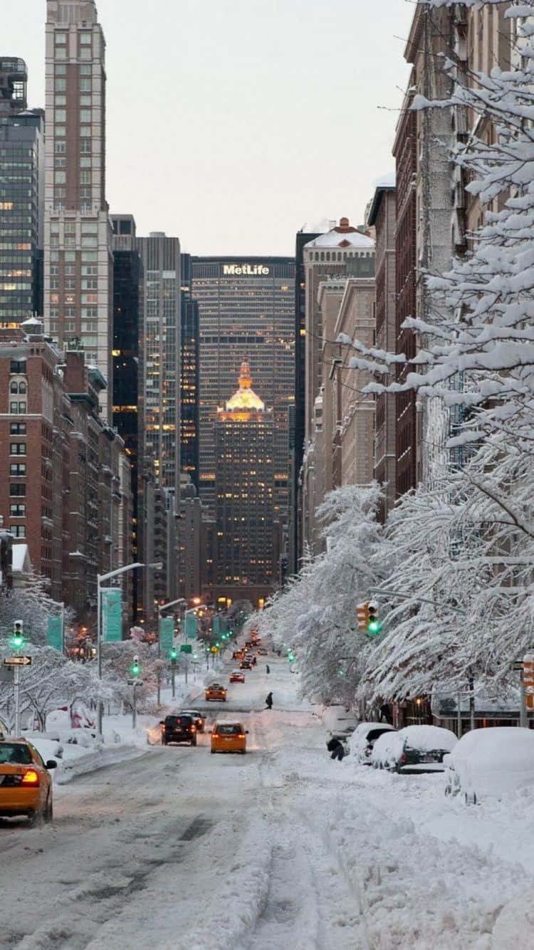 Download New York Winter iPhone X Wallpaper
