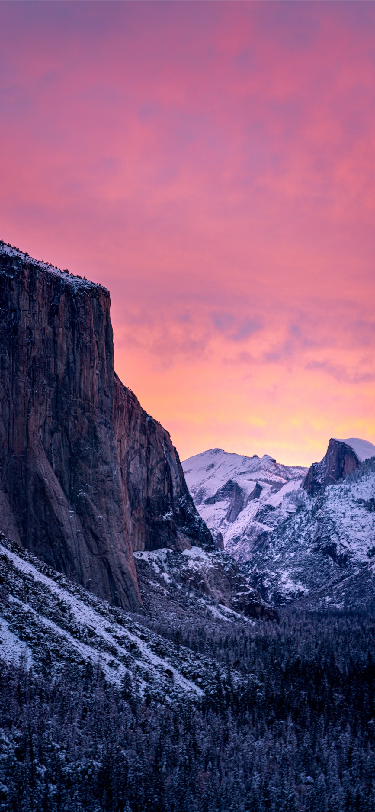 Winter Sunrise in Yosemite iPhone X Wallpaper Free Download