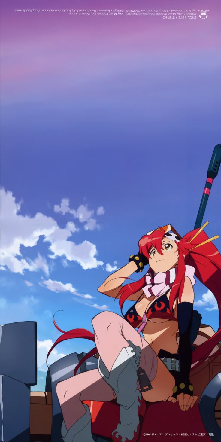 red haired female anime character wallpaper Tengen Toppa Gurren Lagann Littner Yoko K #wallpaper #hdwallpaper #desktop. Anime, Gurren lagann, Anime characters