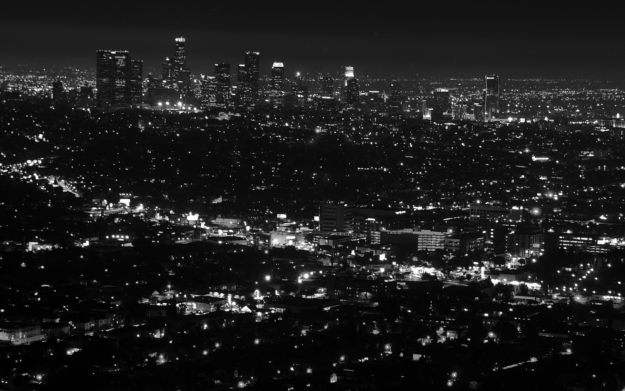 City View Night Light Bw Dark Wallpaper