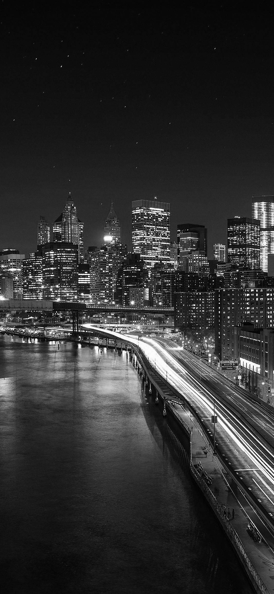 Download City Bridge Car Lights Dark Grey iPhone Wallpaper