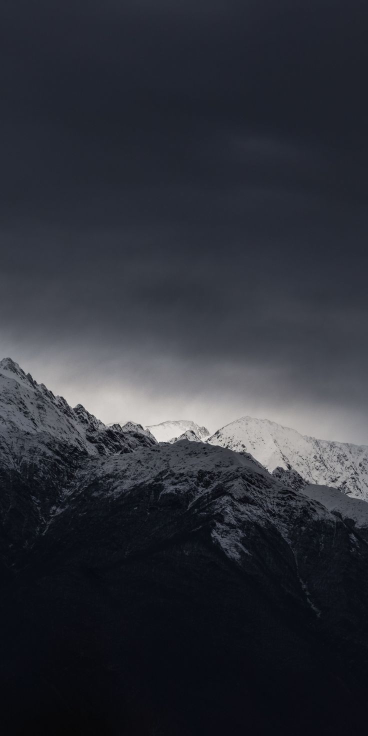 Dark, silhouette, mountains, evening