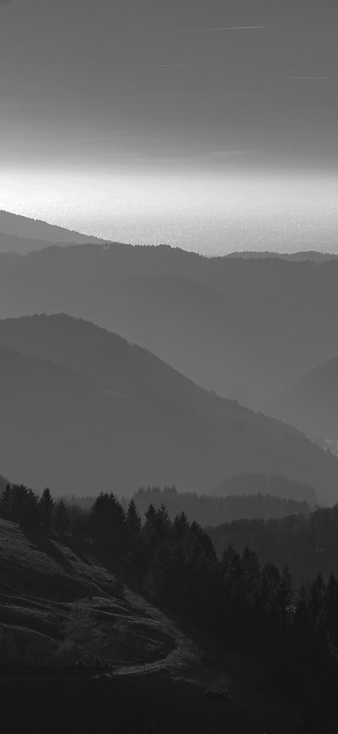 iPhone X wallpaper. mountain view sky bw dark nature