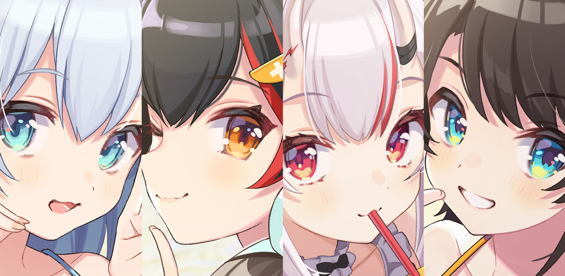 Shigure Ui's teaser for her art in the FAMS anthology, 「FAN FAM SKY」. Features art from eight other illustrators!