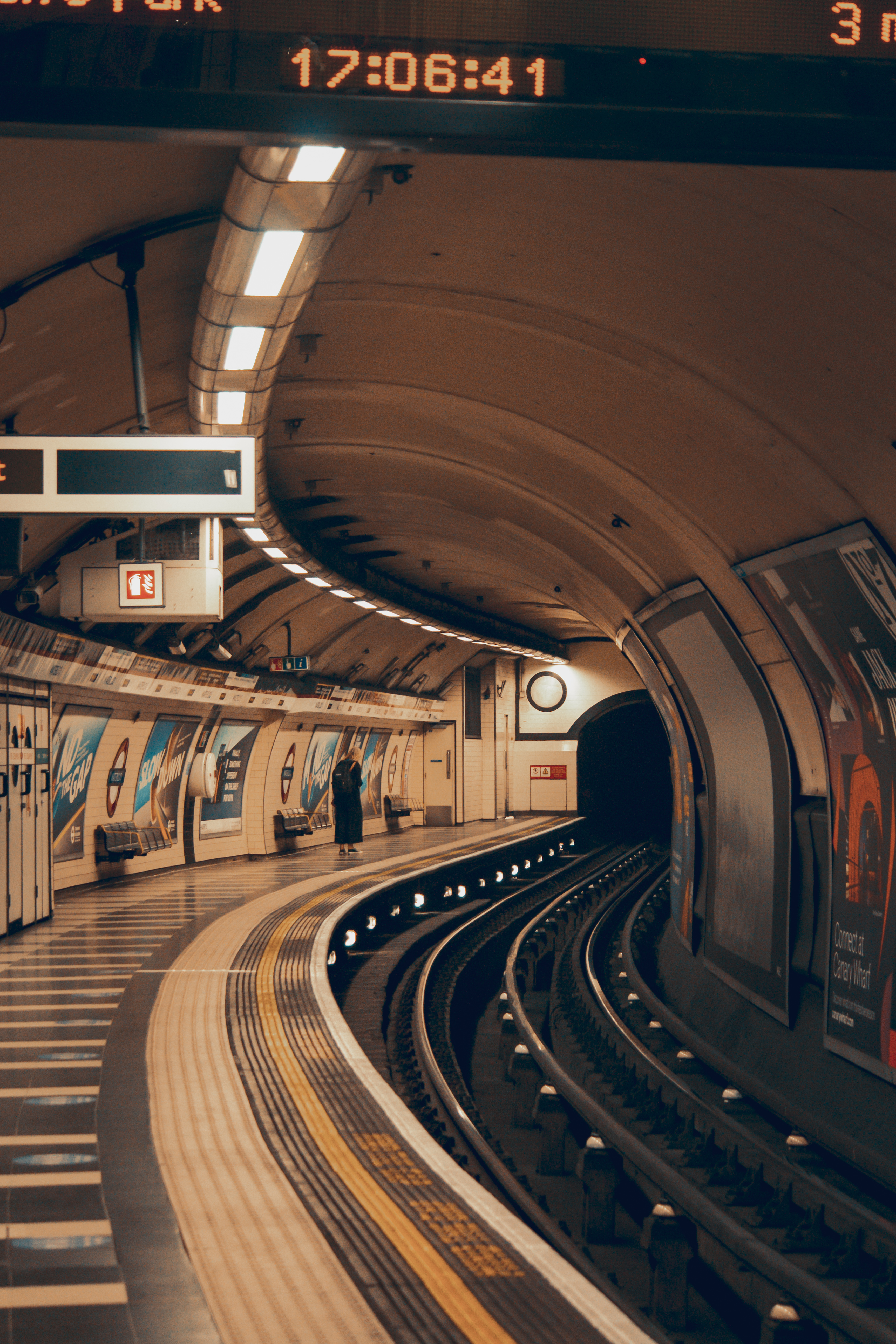 A subway train is traveling through a tunnel · Free