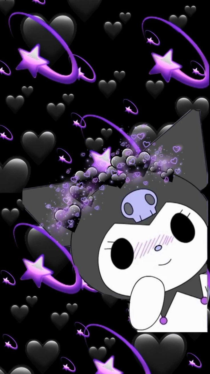 Kuromi Wallpaper Explore more Black Hat, Cute, Kuromi, My Melody's, Pink Skull wallpaper.. Purple wallpaper iphone, My melody wallpaper, Rabbit wallpaper