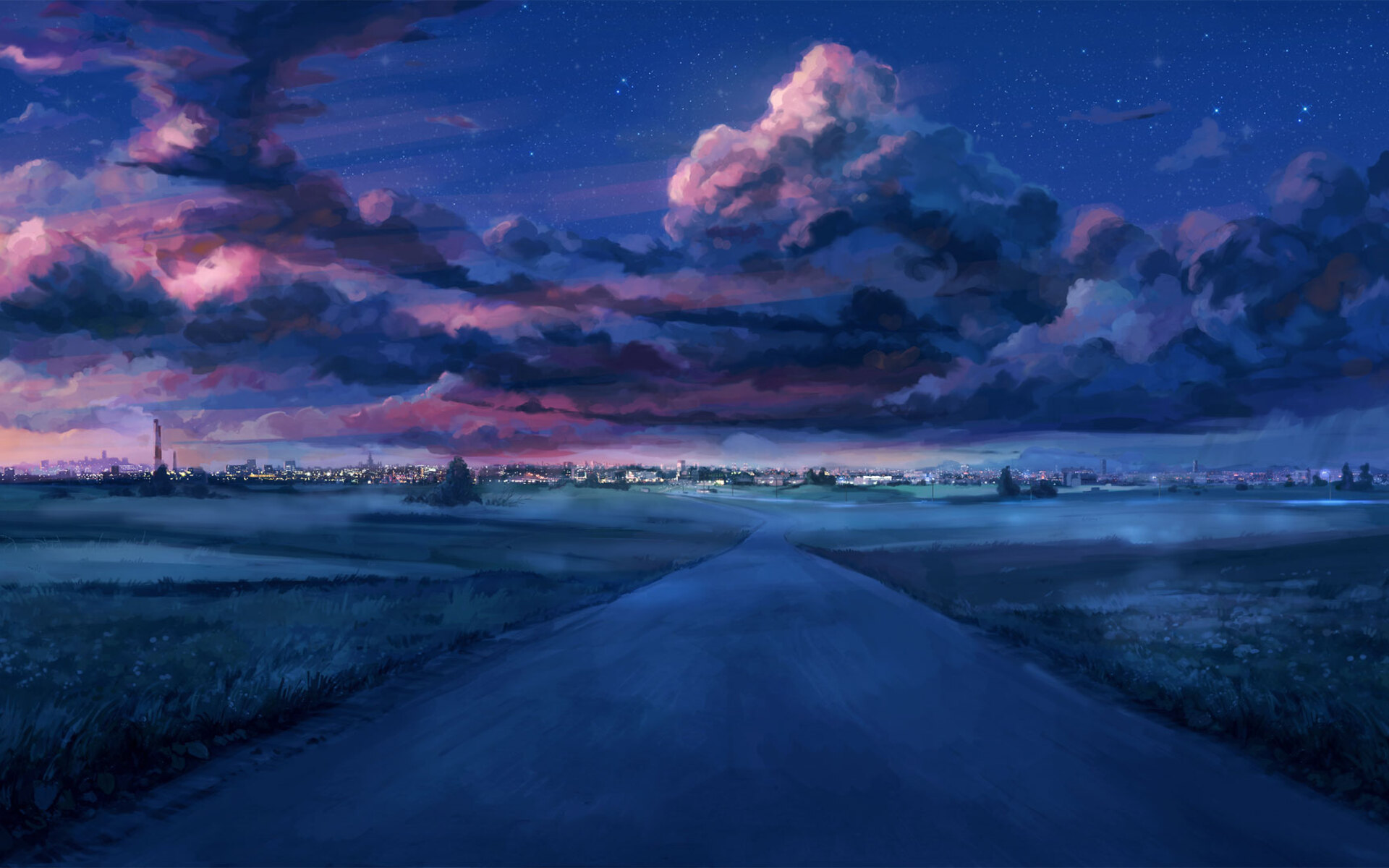 Anime Night Scenery 1080P Resolution HD 4k Wallpaper, Image, Background, Photo and Picture