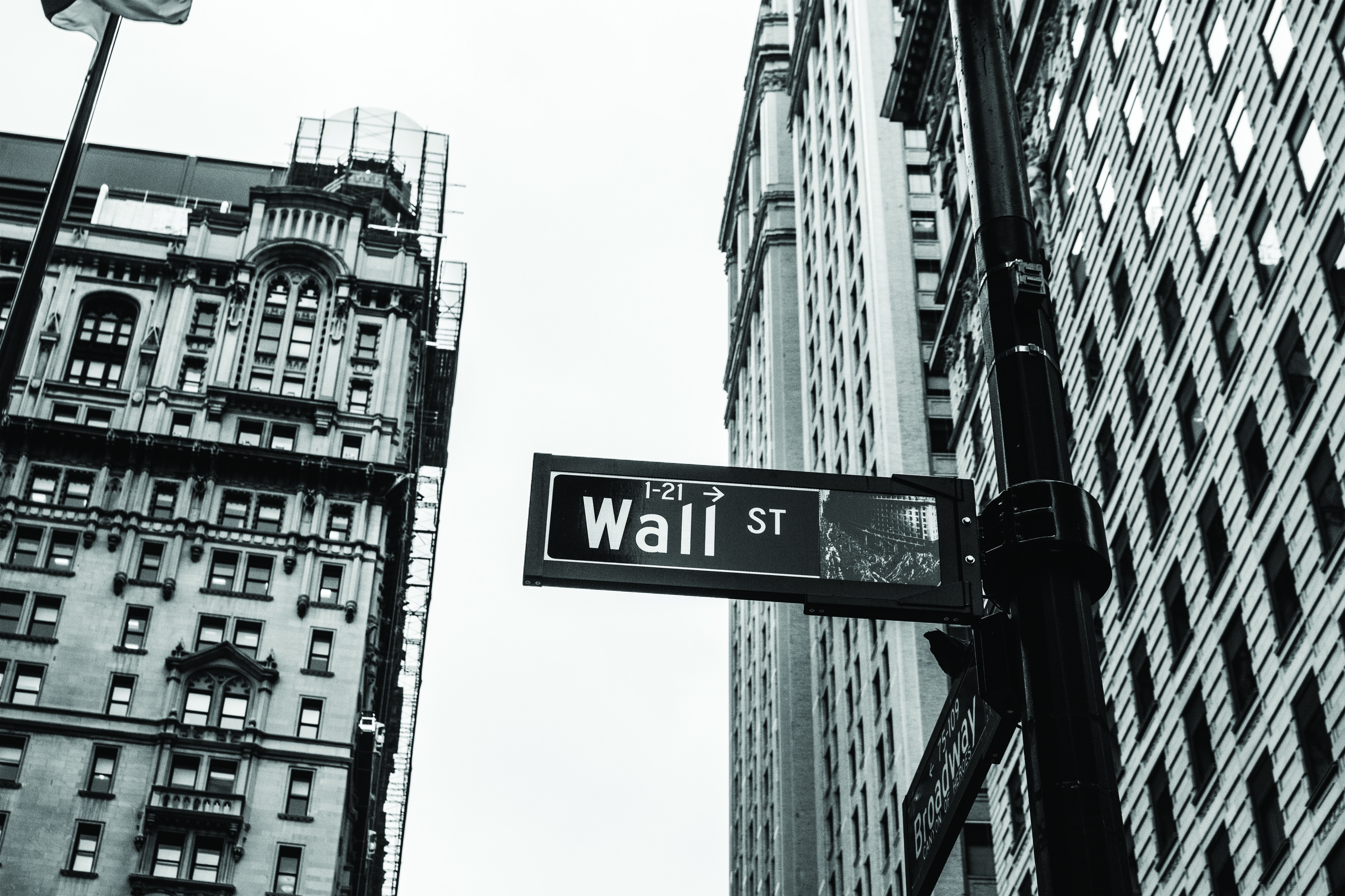 Monochrome wall street sign