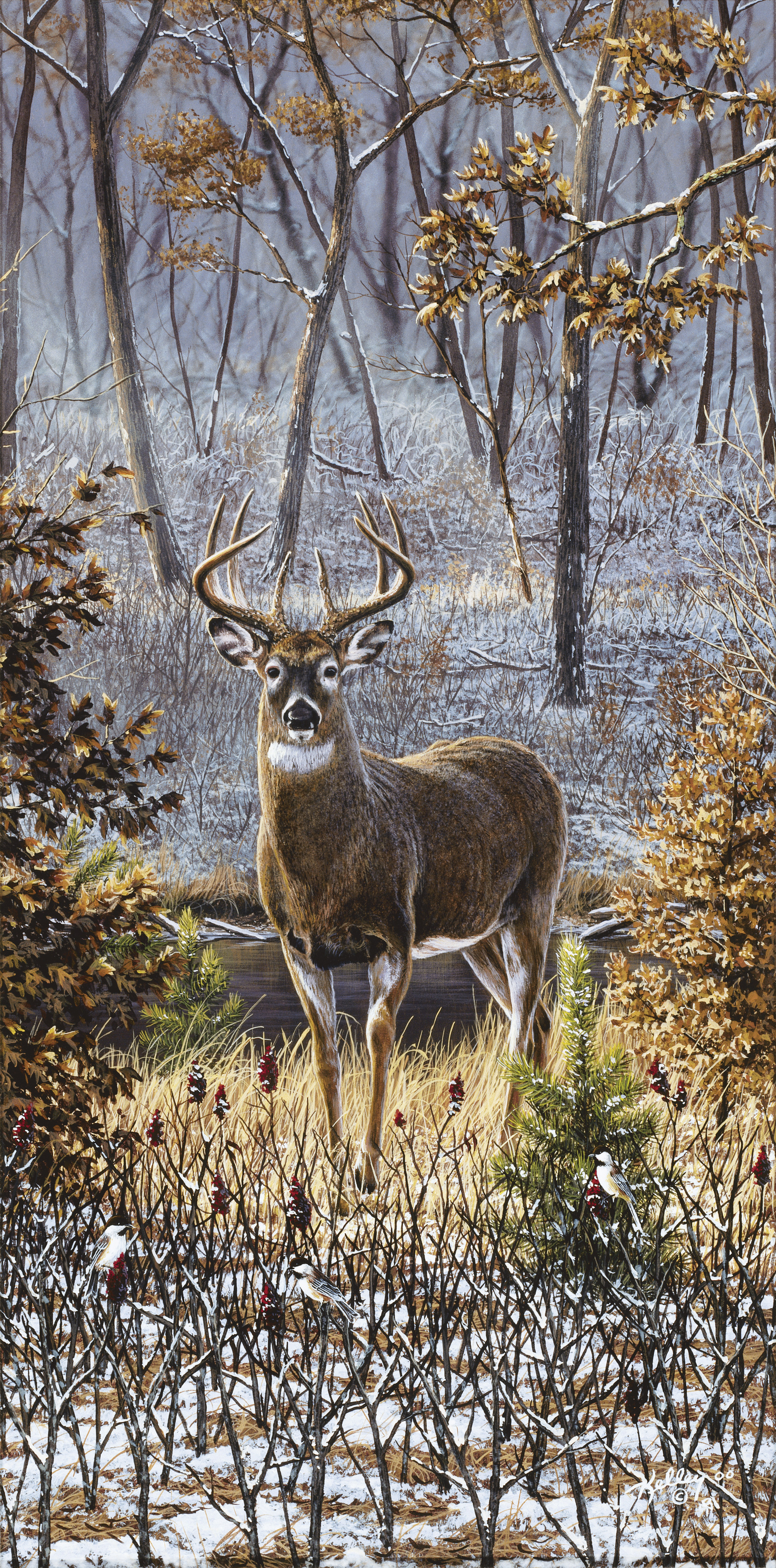 Whitetail And Chickadees Mural By Rick Kelley Your Way