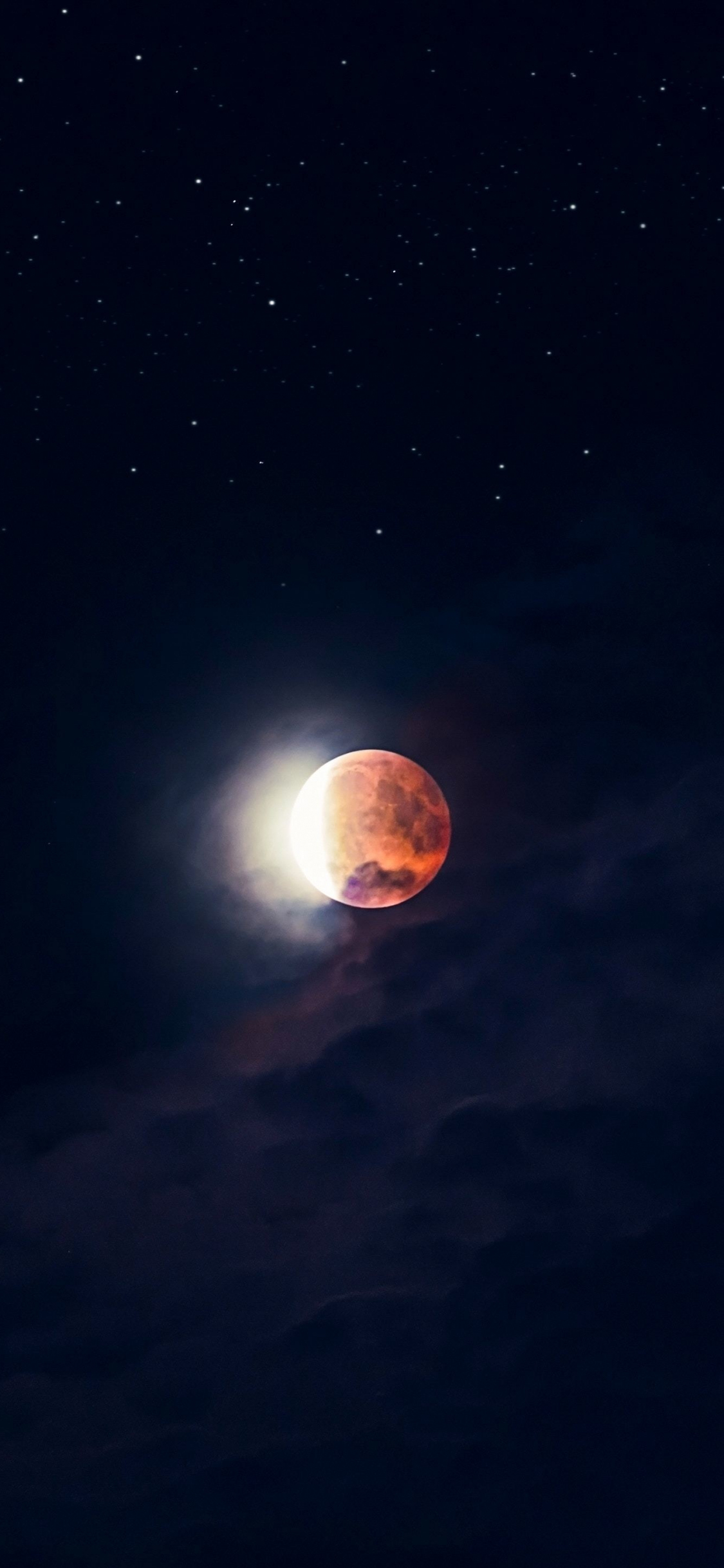 Download wallpaper 1125x2436 red, full moon, sky, minimal, night, iphone x, 1125x2436 HD background, 18422