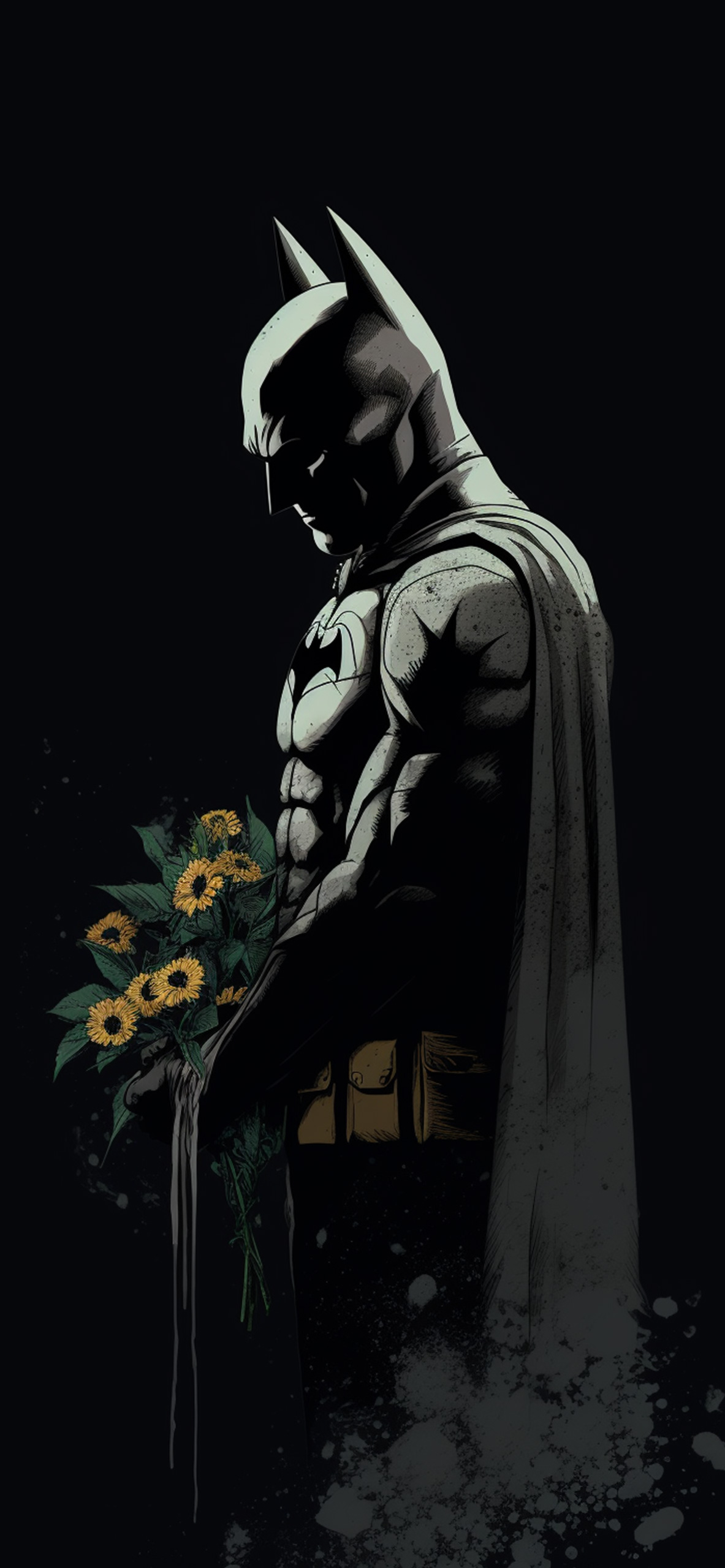 DC Batman & Flowers Dark Wallpaper