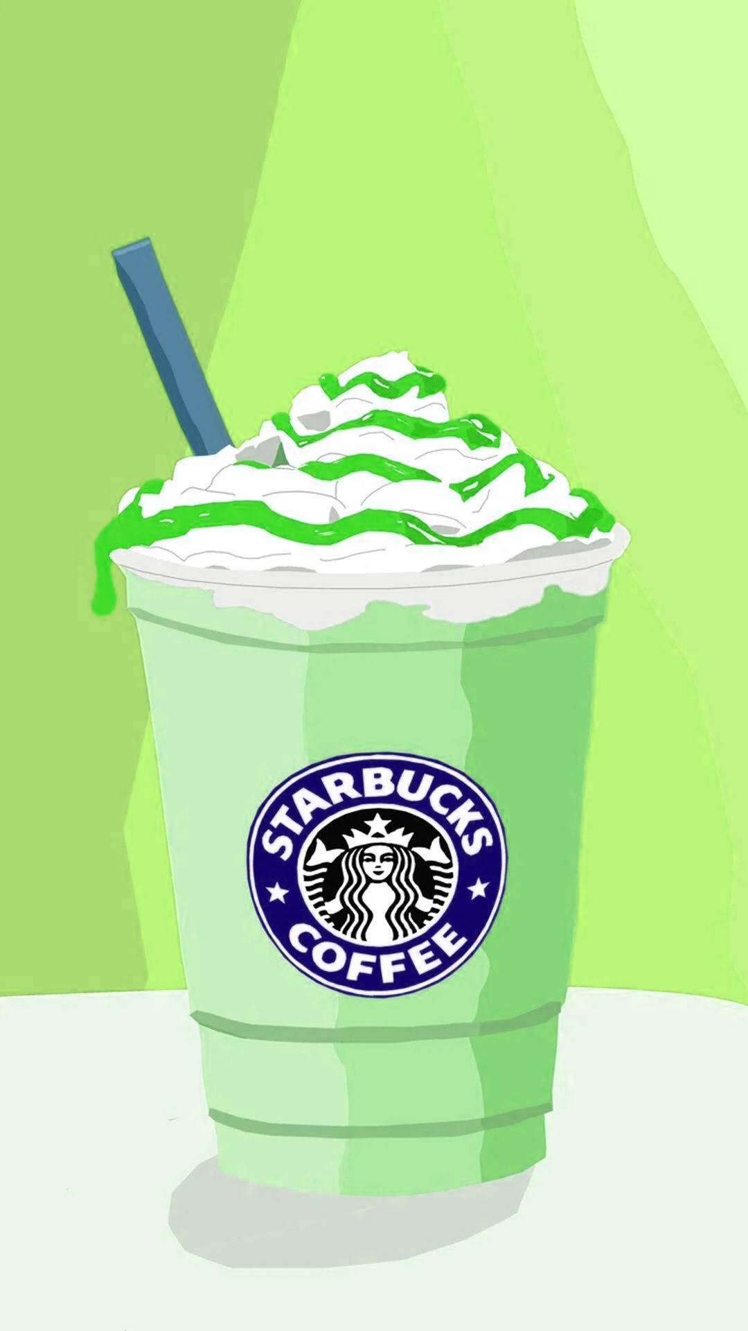 Download Neon Green Starbucks Design iPhone Wallpaper