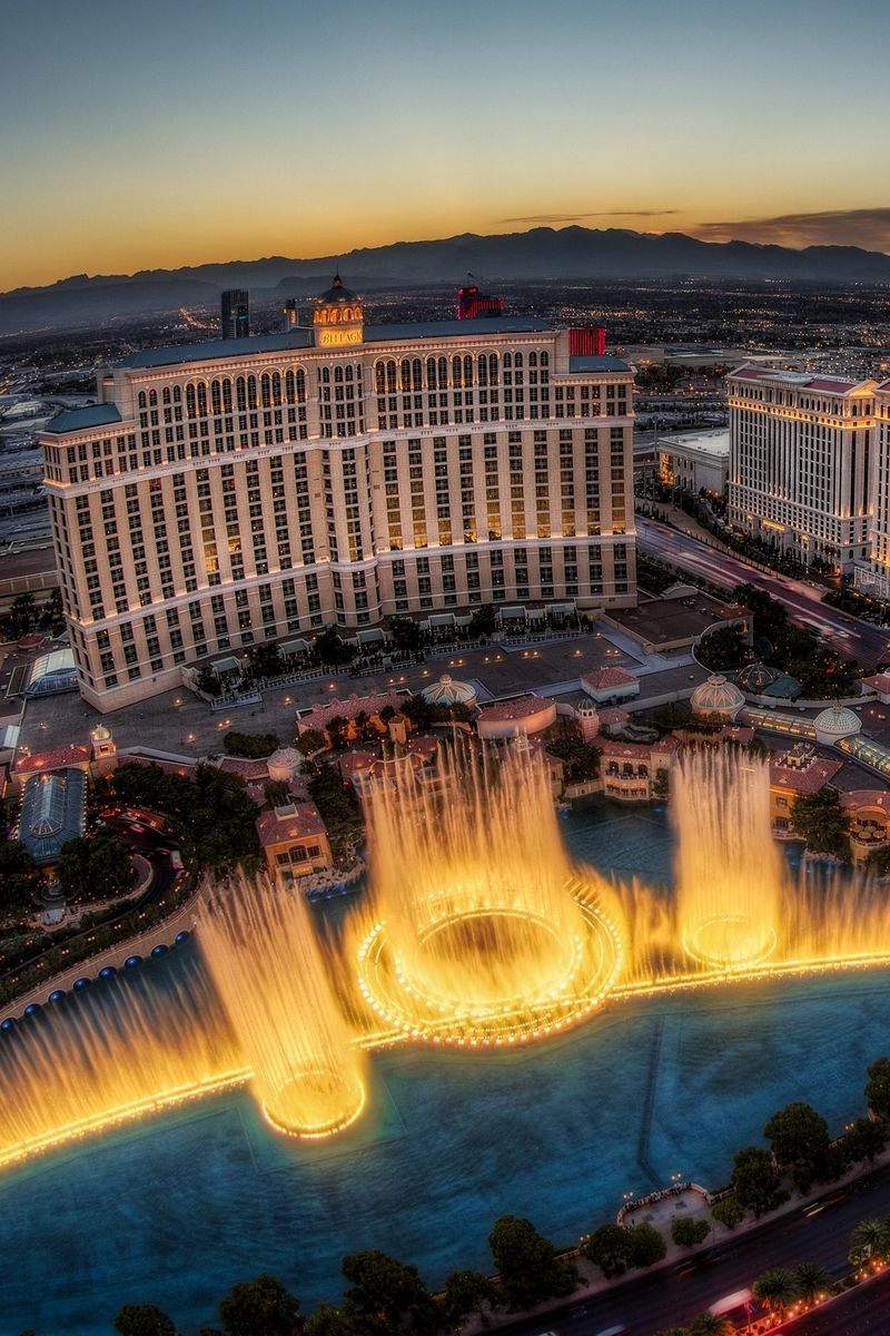 Download Wallpaper 800x1200 Las Vegas, Bellagio, Bellagio Hotel, Fountain, Panorama Iphone 4s 4 For Parallax HD Background