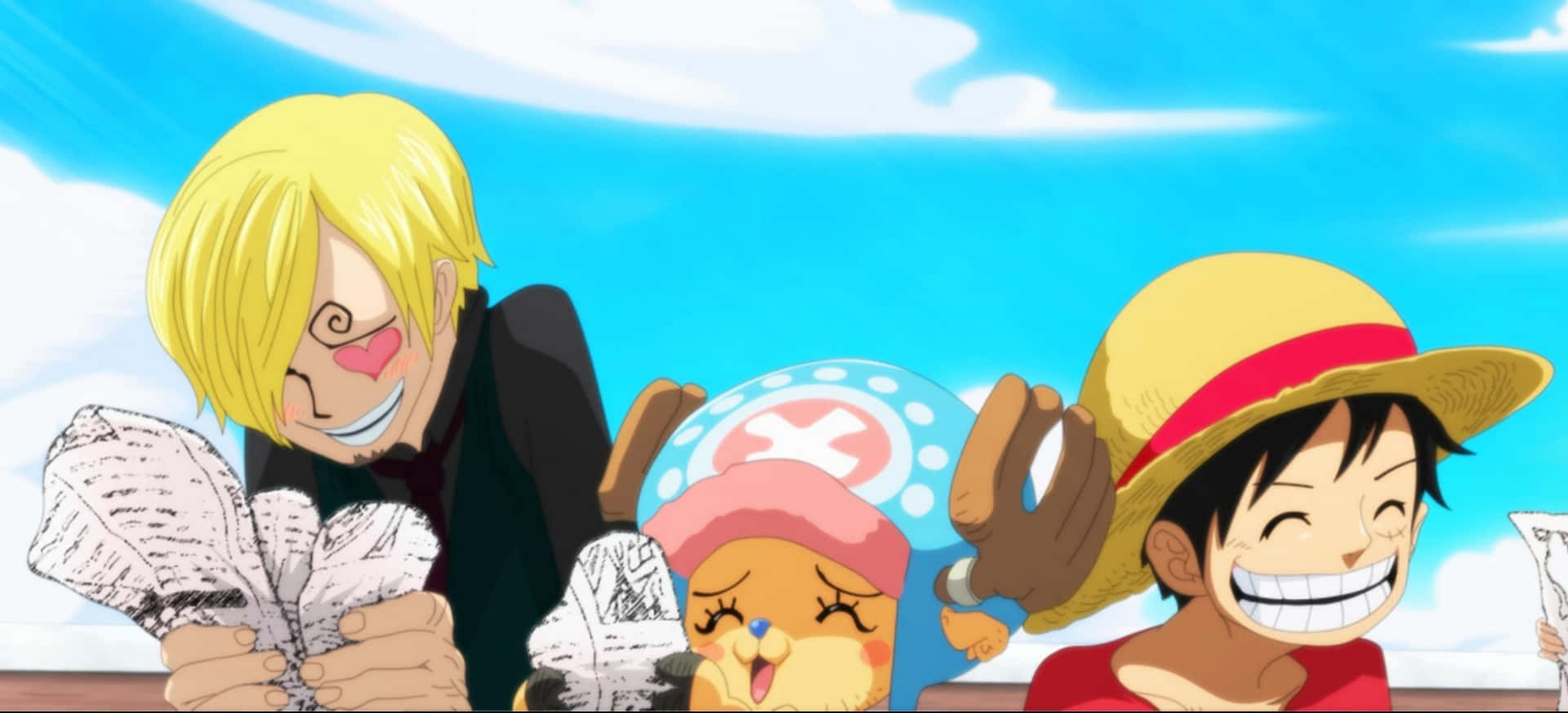 Download One Piece Group Of People Reading Newspaper Wallpaper