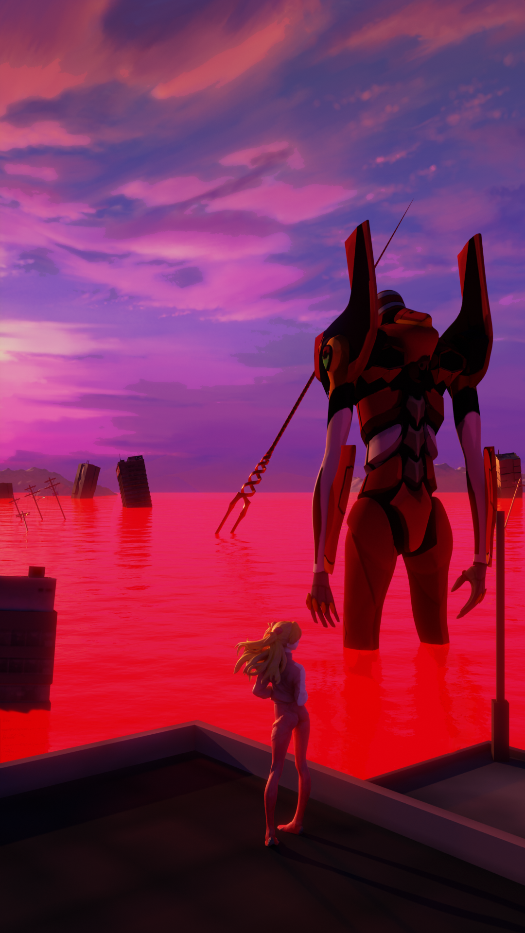 OC 3D Asuka fanart I made for my phone wallpaper