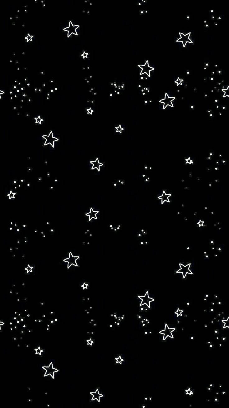 Download Black Aesthetic White Stars Pattern Phone Wallpaper