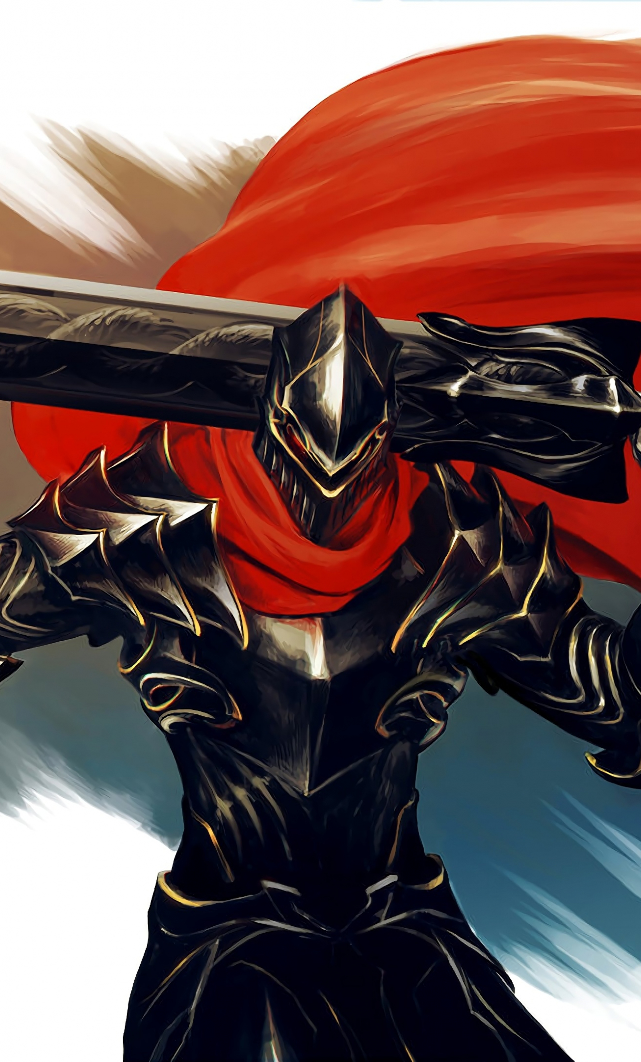 Download wallpaper 1280x2120 armour, big sword, warrior, overlord, anime, art, iphone 6 plus, 1280x2120 HD background, 10184