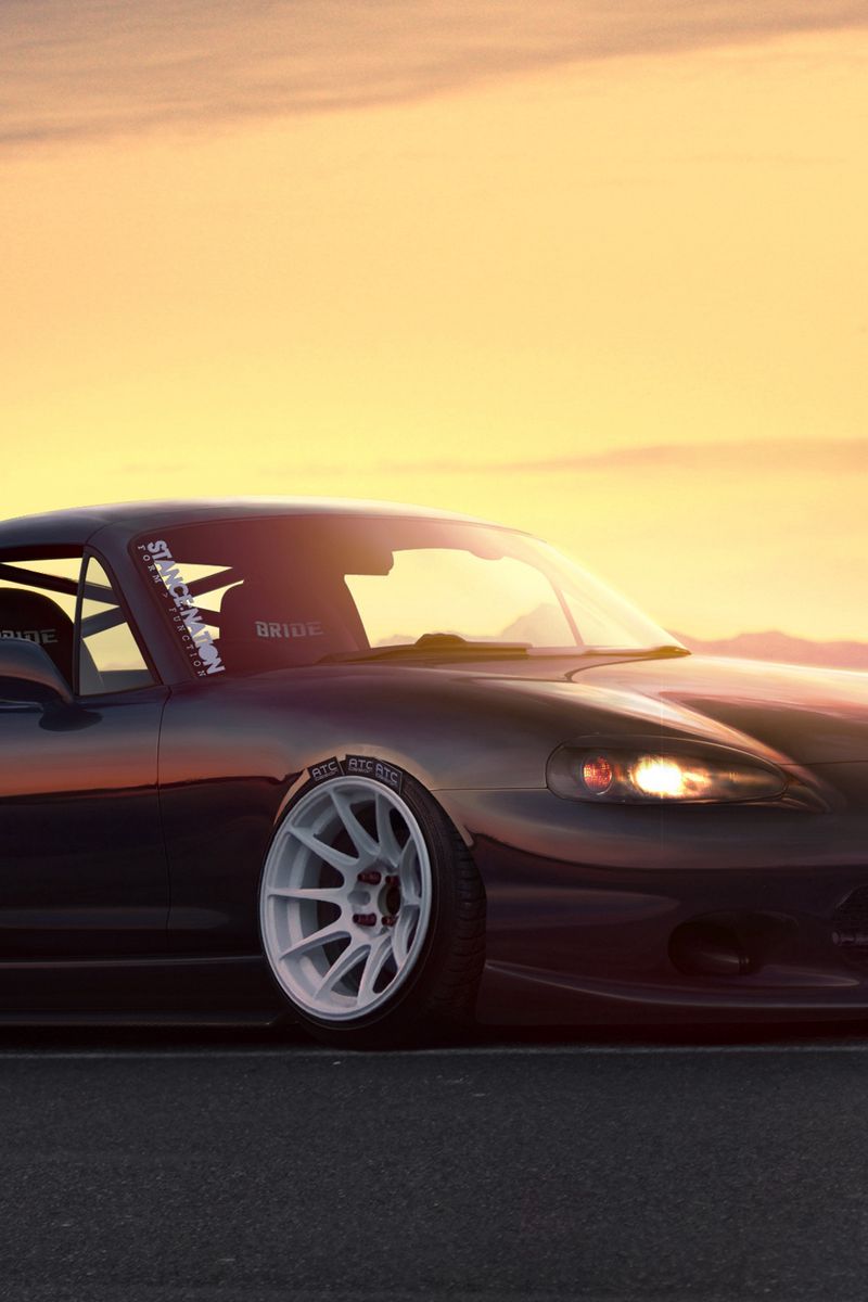 Download Wallpaper 800x1200 Mazda, Tuning, Car, Mazda Mx 5, Stance, Sunset Iphone 4s 4 For Parallax HD Background