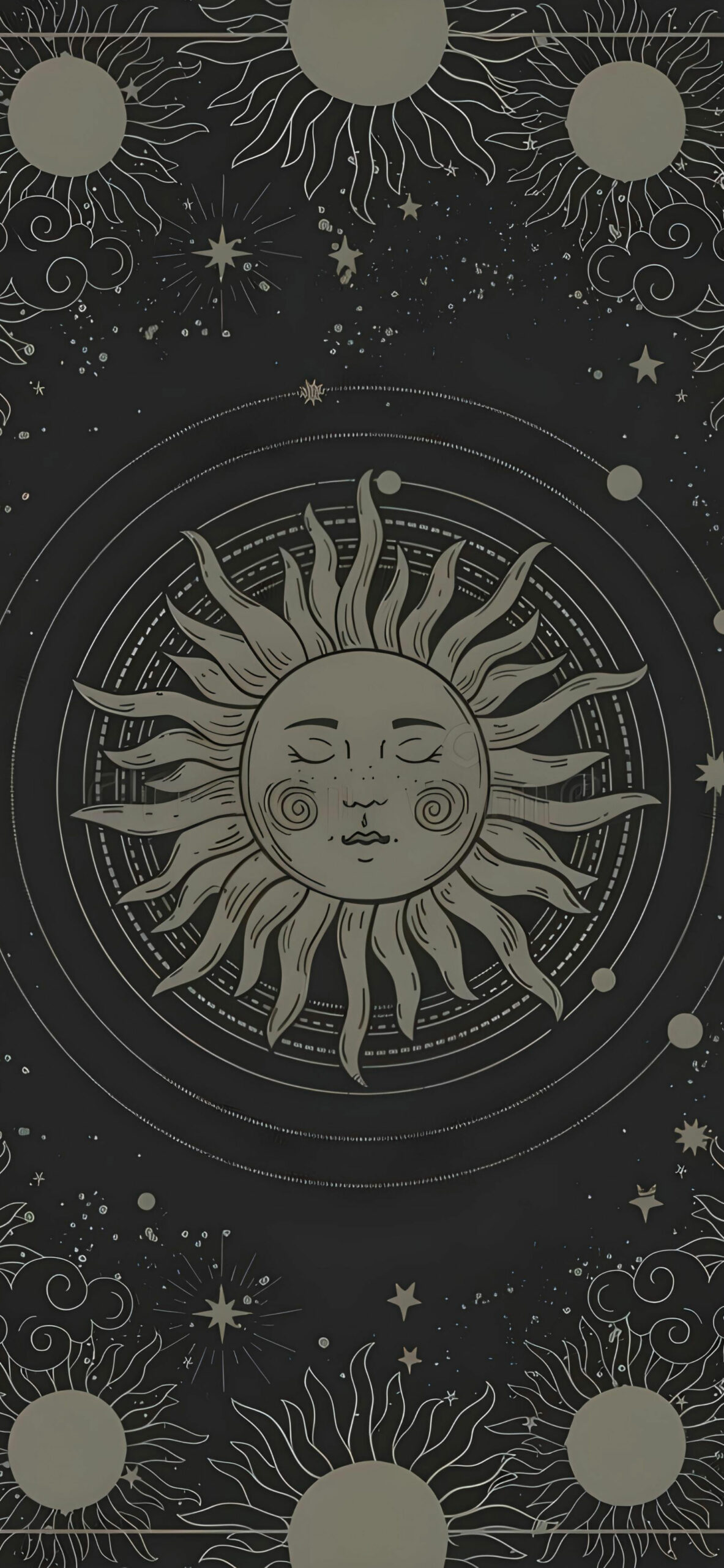 Sun with Closed Eyes Tarot Wallpaper Wallpaper iPhone