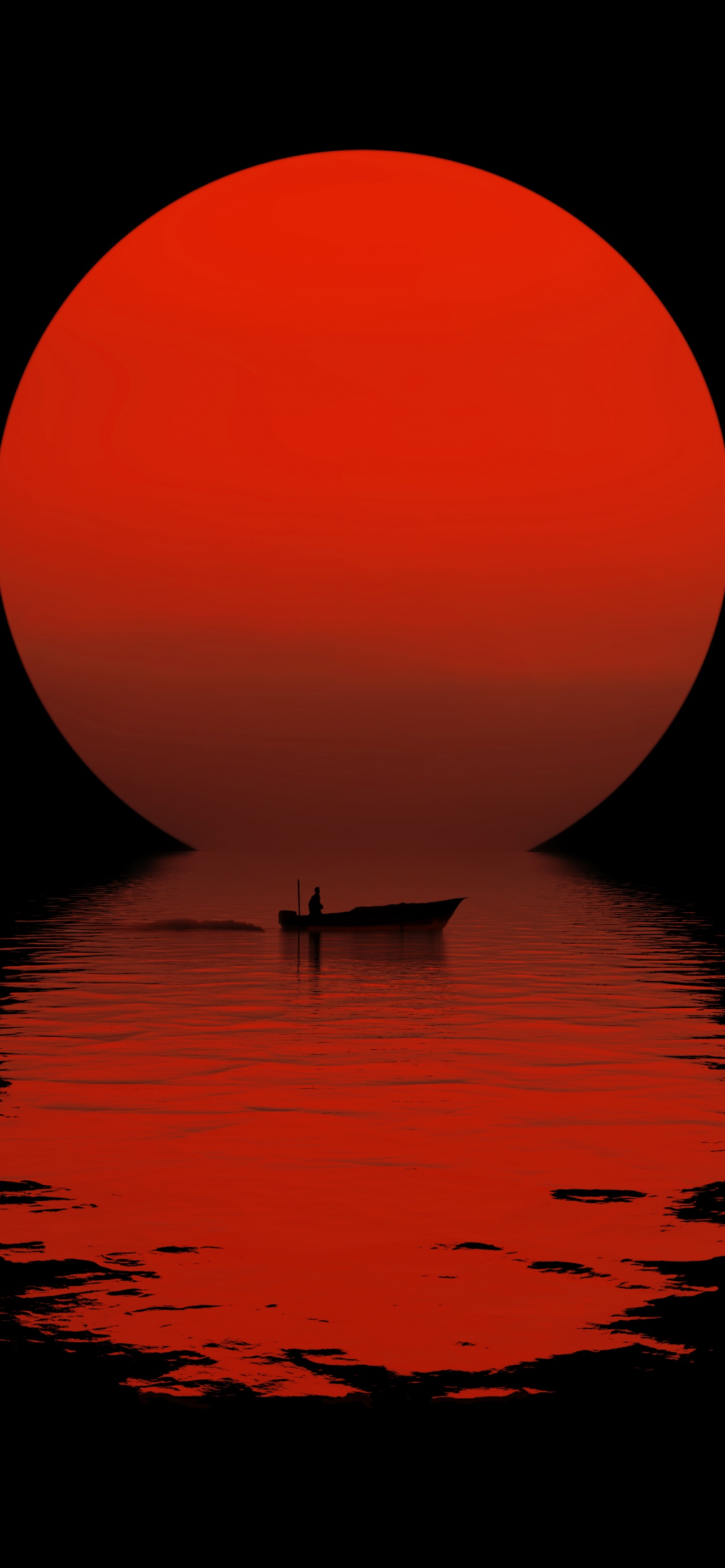 Sun Wallpaper 4K, Boat, Reflection, Night