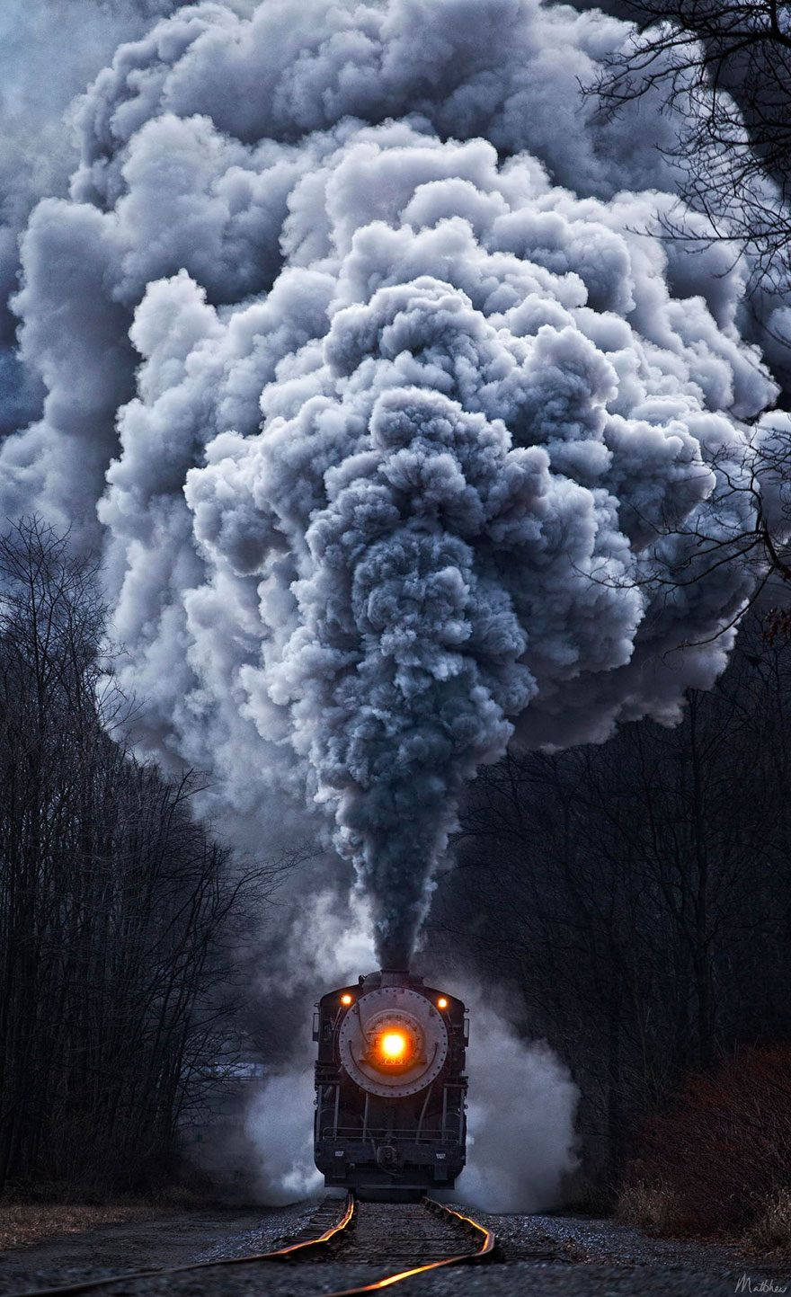 Download Front View Belching Train Phone Wallpaper