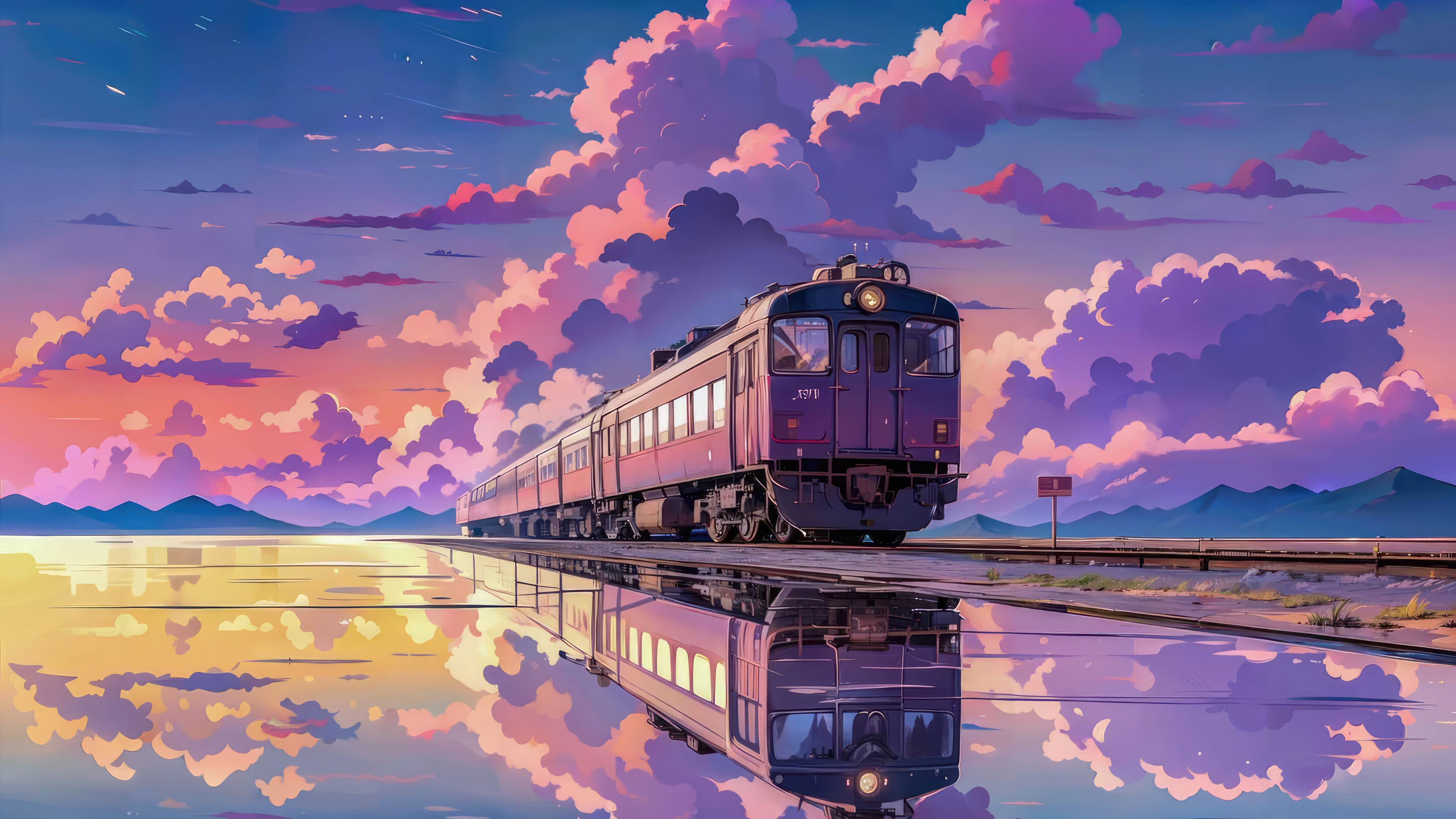 Purple Aesthetic Train Wallpaper, HD