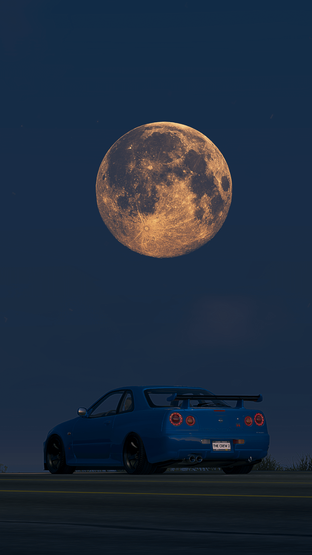 R34 GTR + The Good Looking TC2 Moon = Nice And Clean Phone Wallpaper, R The_Crew