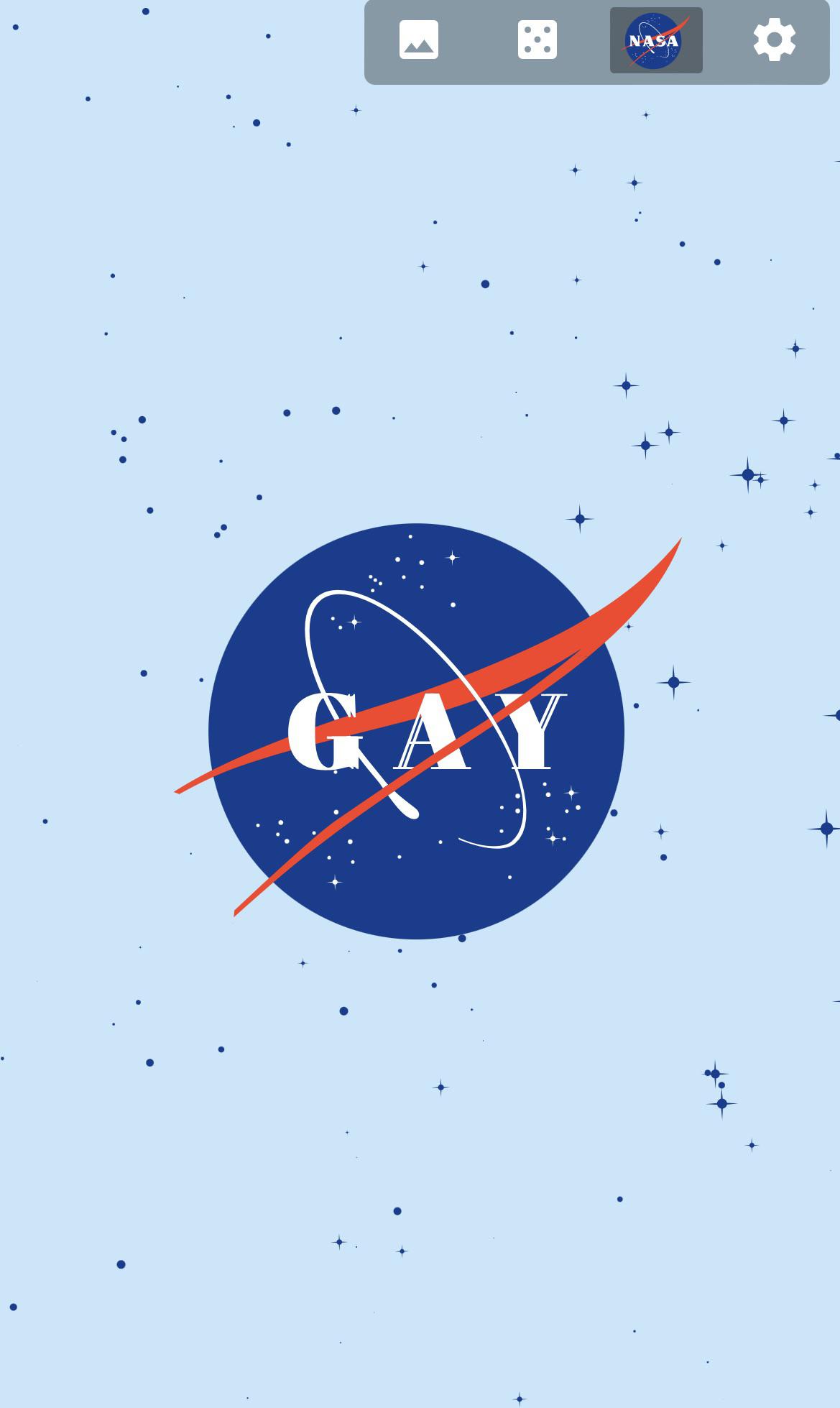 I updated the gay panic wallpaper generator to generate NASA logo themed wallpaper like in the comics
