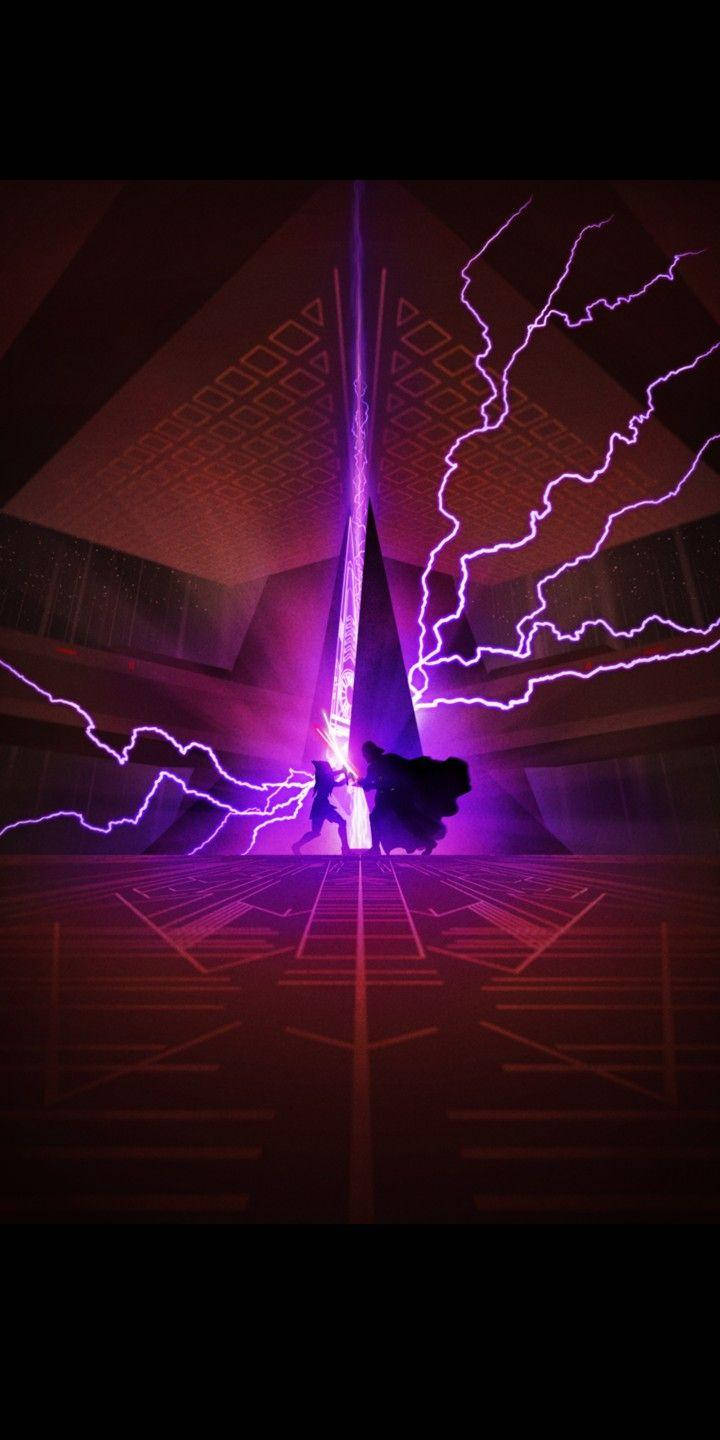 Download Purple Lightsaber Thunder Wallpaper