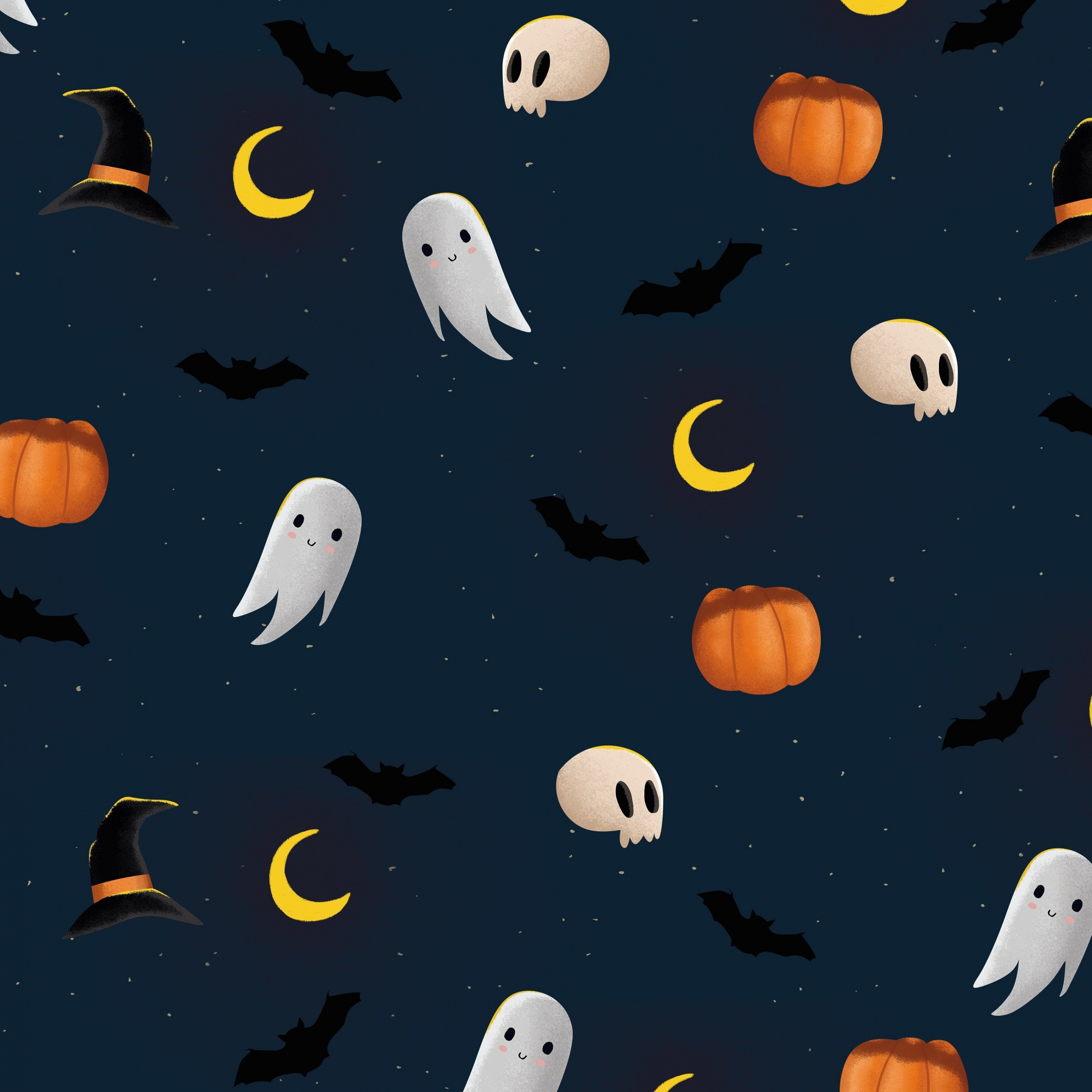 Download wallpaper 2932x2932 ghosts and pumpkins, halloween, art, ipad pro retina, 2932x2932 HD background, 27118