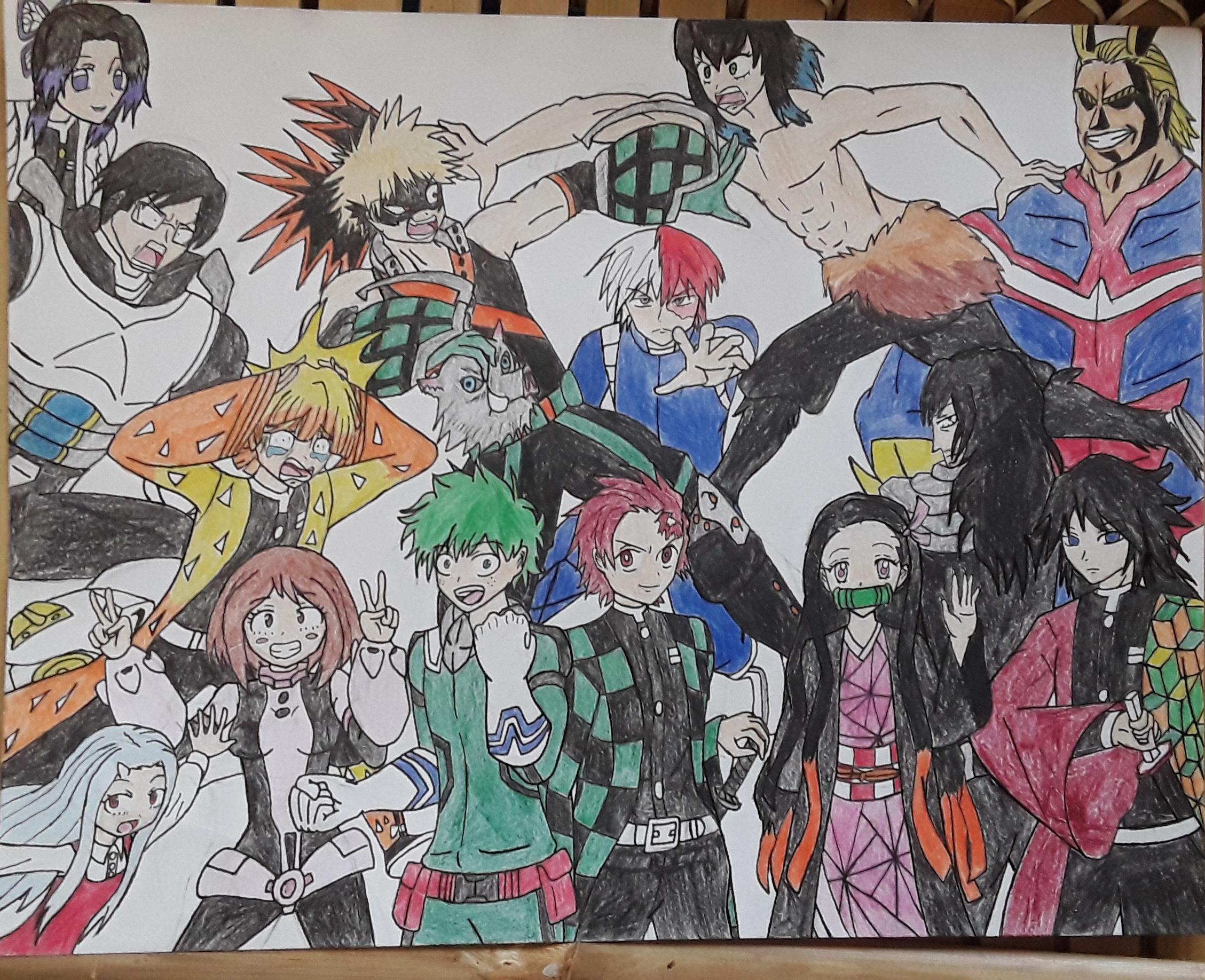My Artwork of MHA and Demon Slayer Crossover
