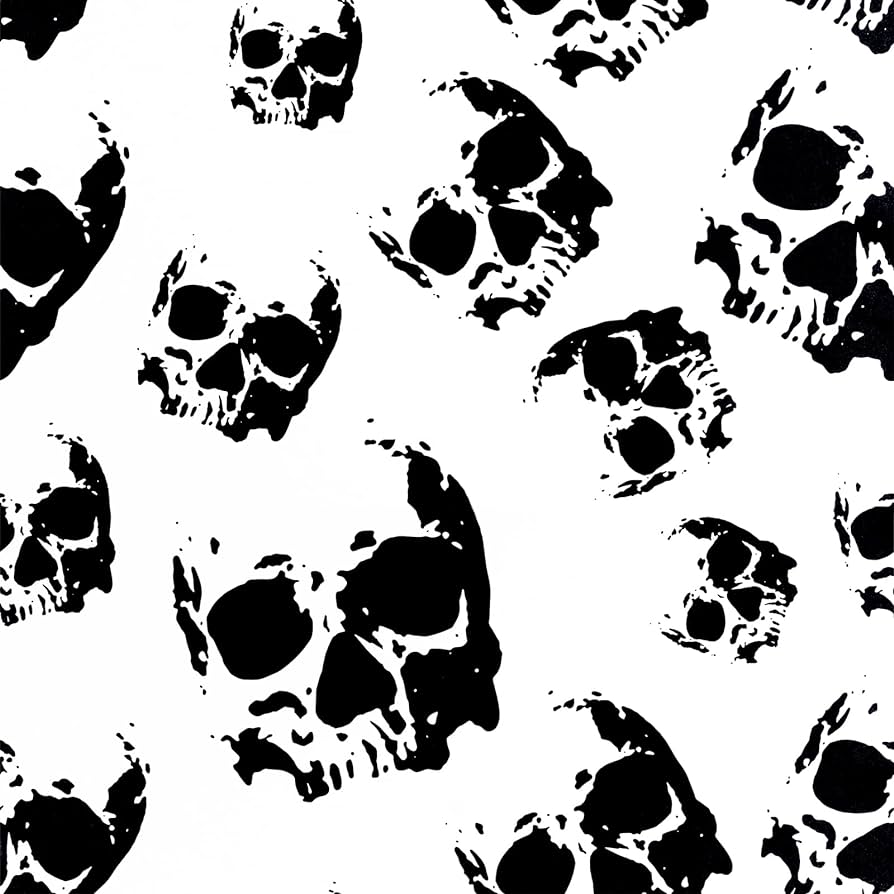 ReWallpaper Gothic Peel and Stick Wallpaper Black Skull Wall Murals Peel & Stick Contact Paper Removable 17.5in x 10ft Cool Wall Paper Roll for Bathroom Bedroom Scary Halloween Decorations Indoor