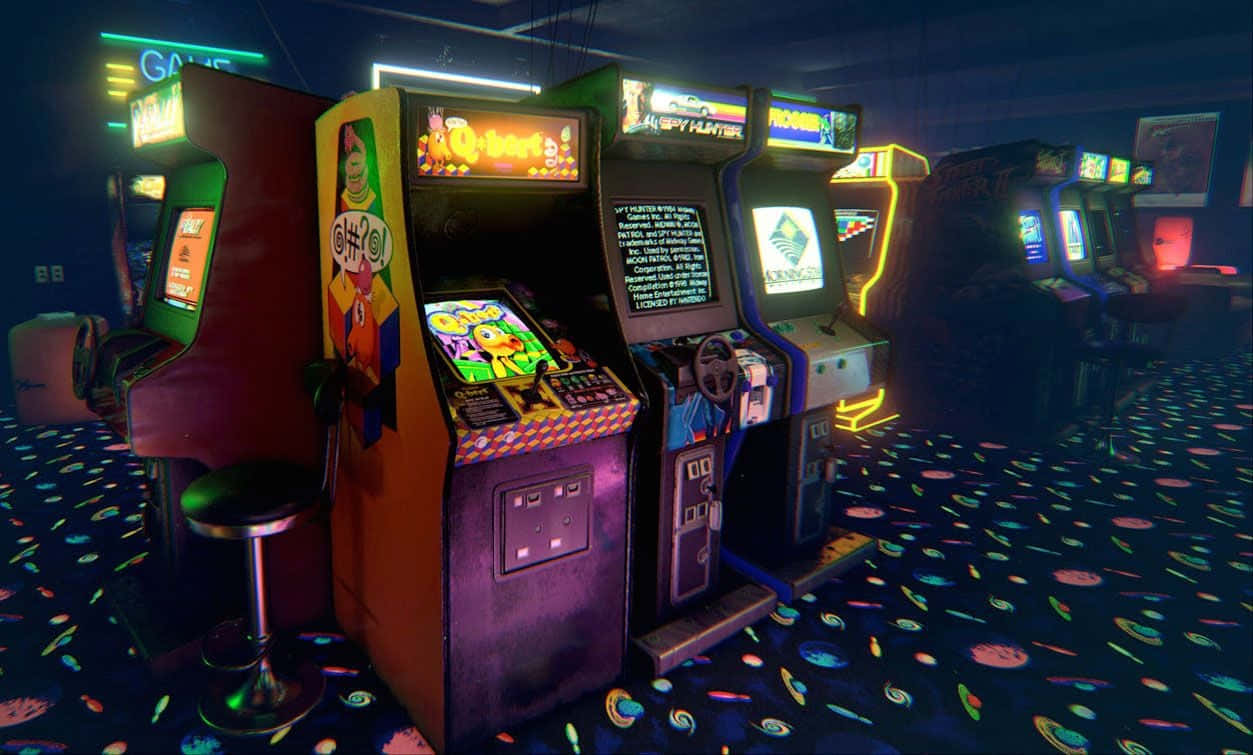 Download 80s Retro Arcade Game Machines Wallpaper