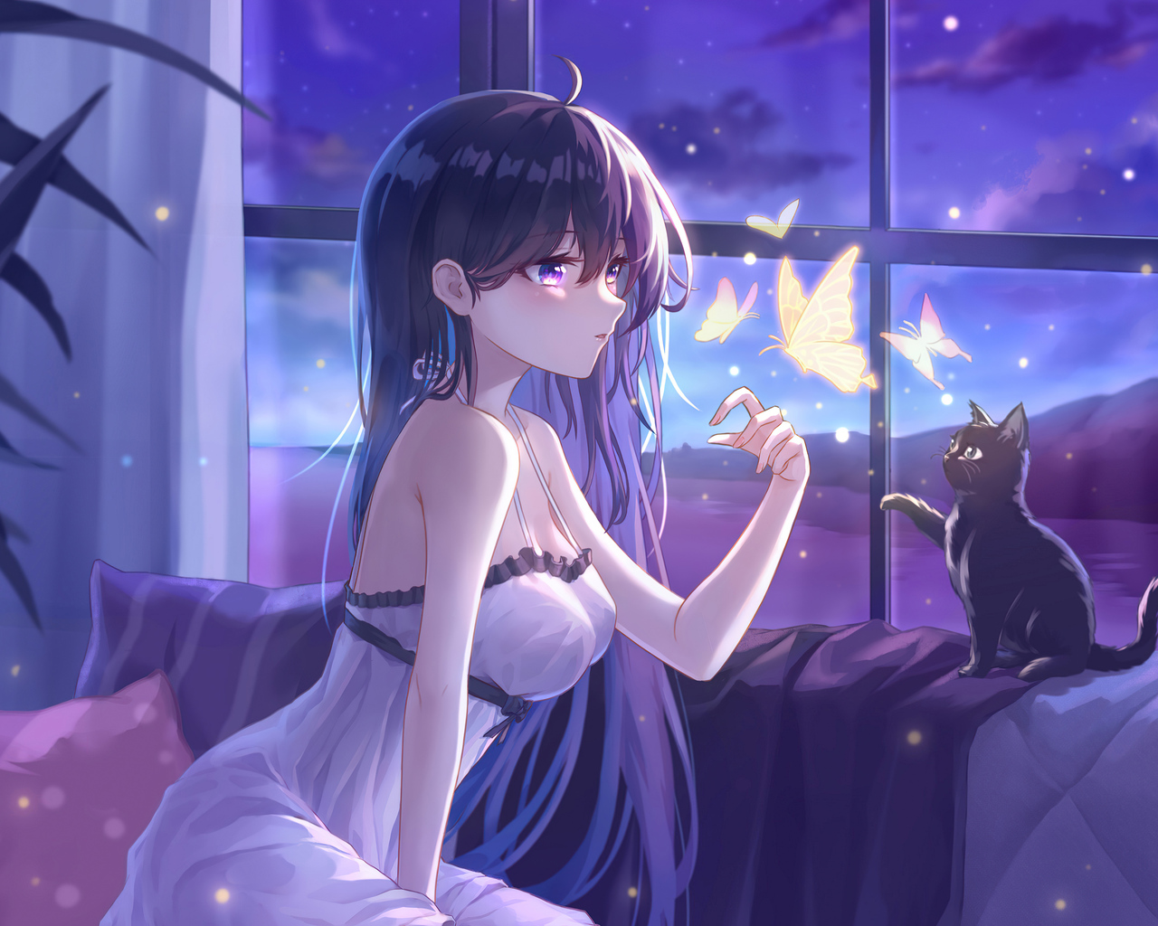 Anime Girl With Cats 4k 1280x1024 Resolution HD 4k Wallpaper, Image, Background, Photo and Picture