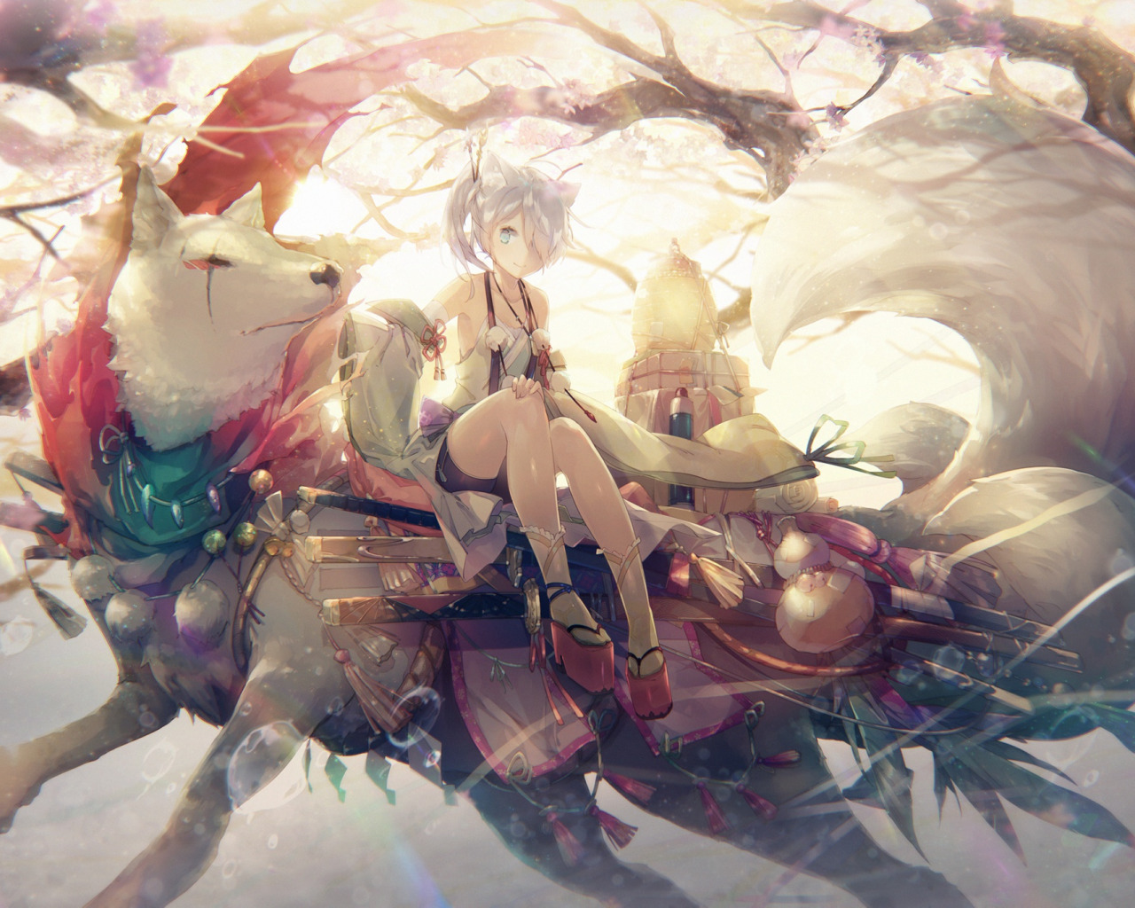 Download wallpaper wolf, anime, girl, section art in resolution 1280x1024