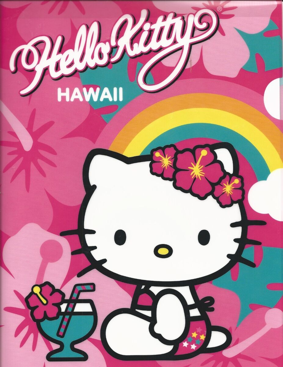 Sanrio Hello Kitty Folder Portfolio Hawaii Flower Drink